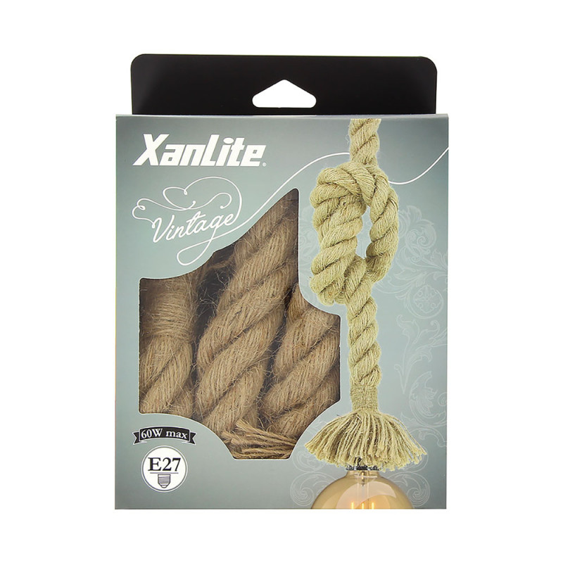 Suspension vintage brune 1,5 m E27 XANLITE