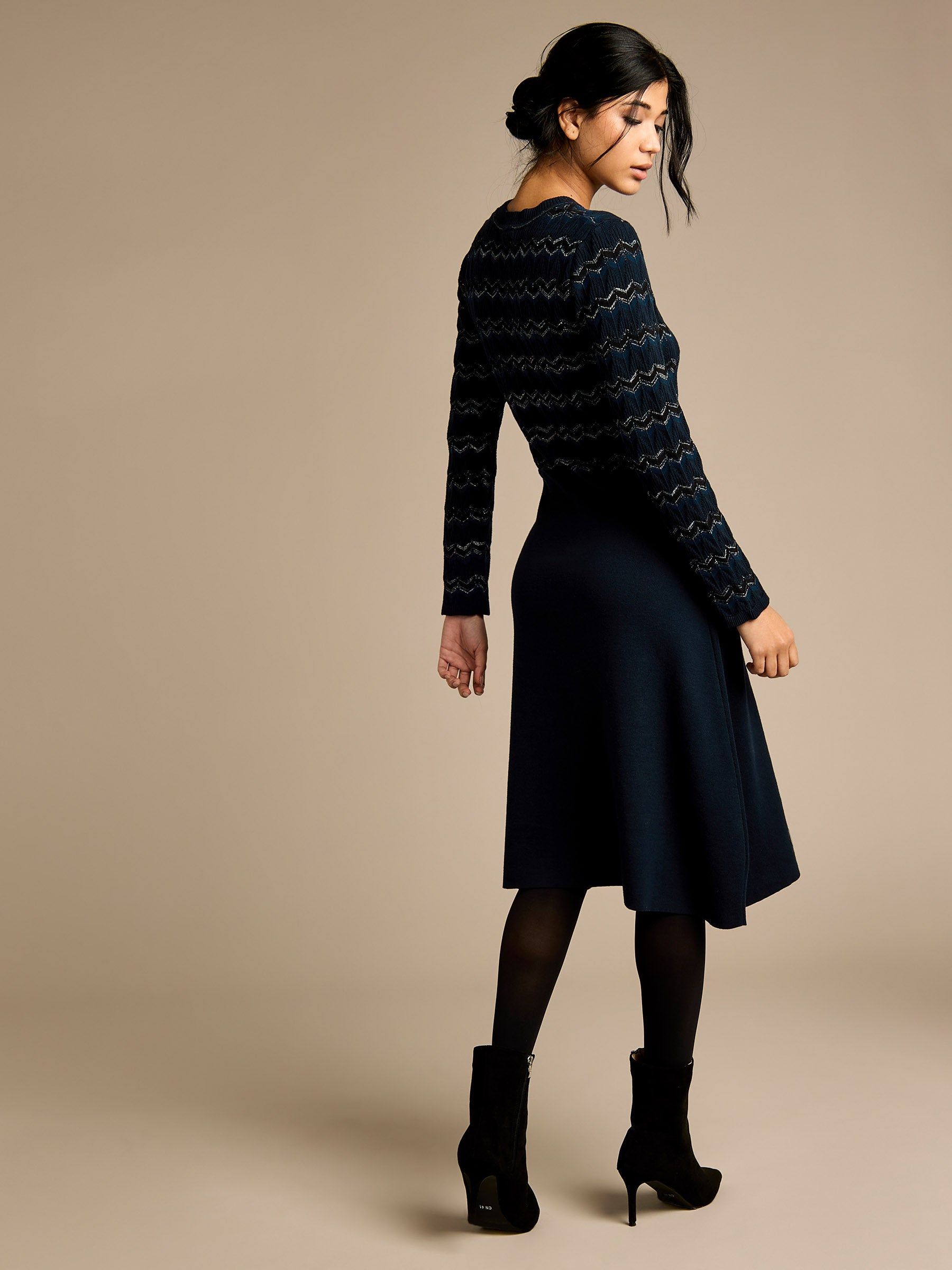 GWD by GEORGE W. DAVIES GWD Mia Navy Knitted Midi Dress