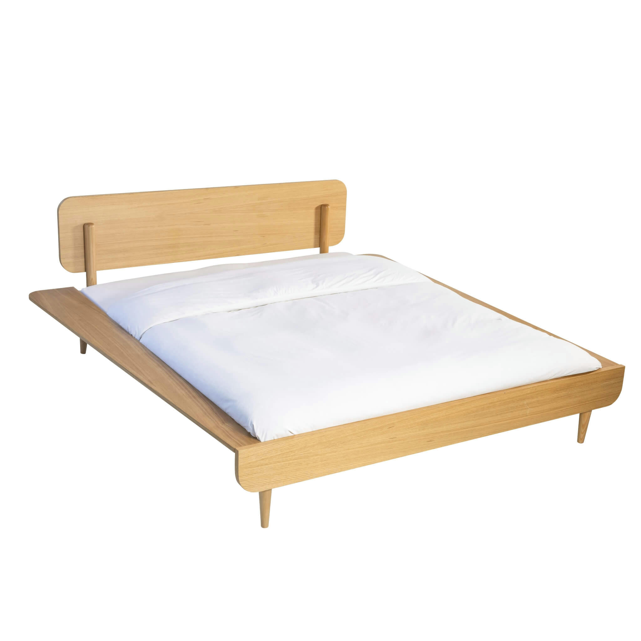 - Ensemble lit et tête de lit en bois naturel
