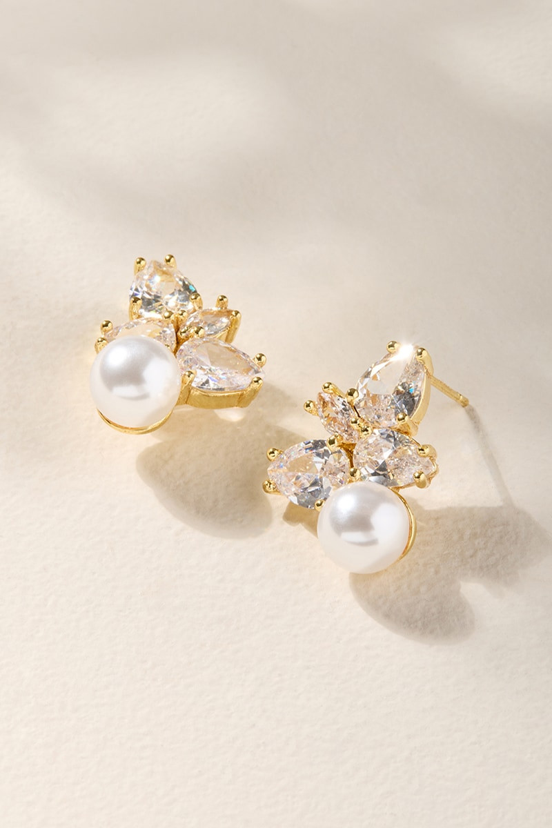 Melissa Crystal Pearl Stud Earrings