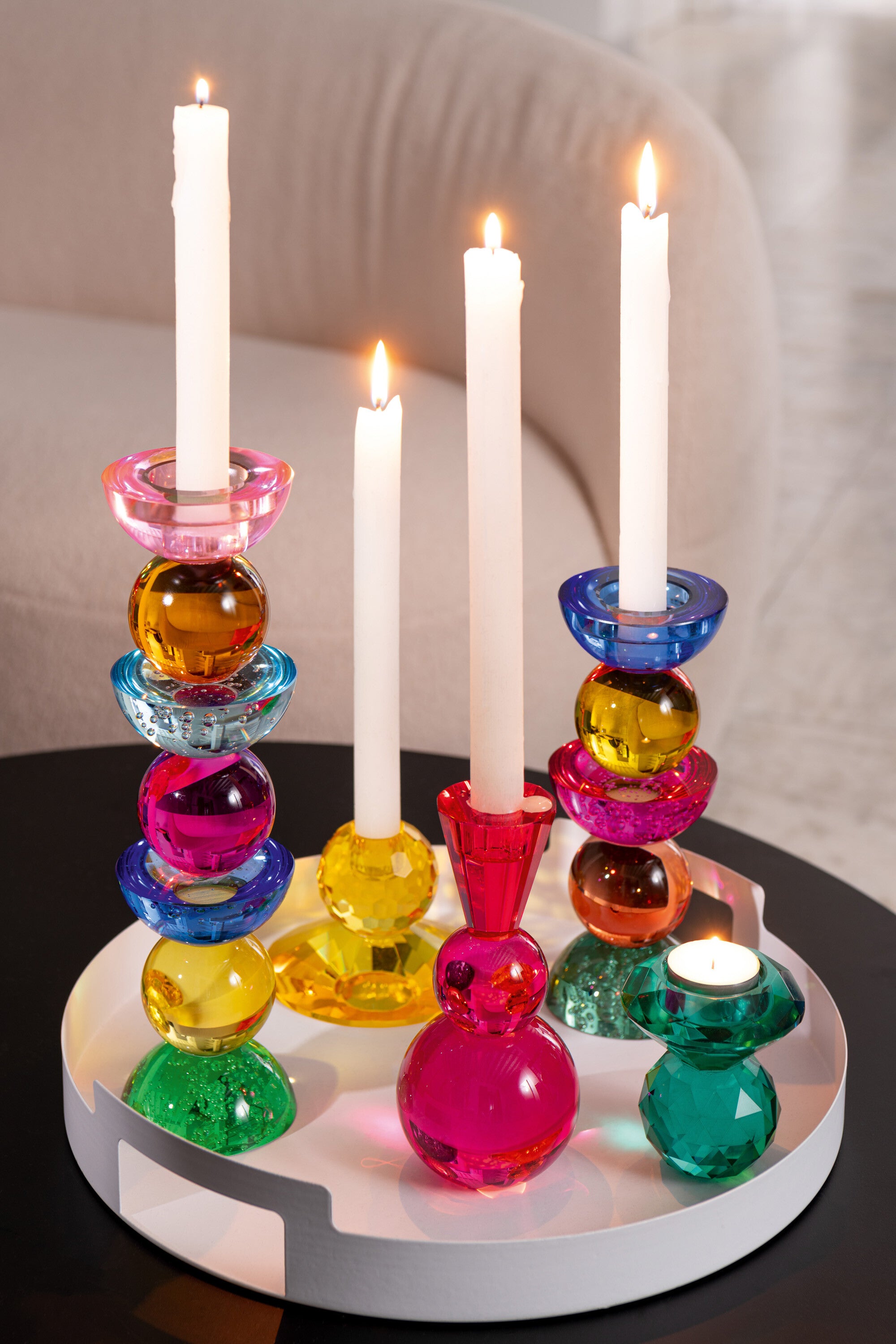 J-Line kaarshouder - glas - mix - 3 stuks
