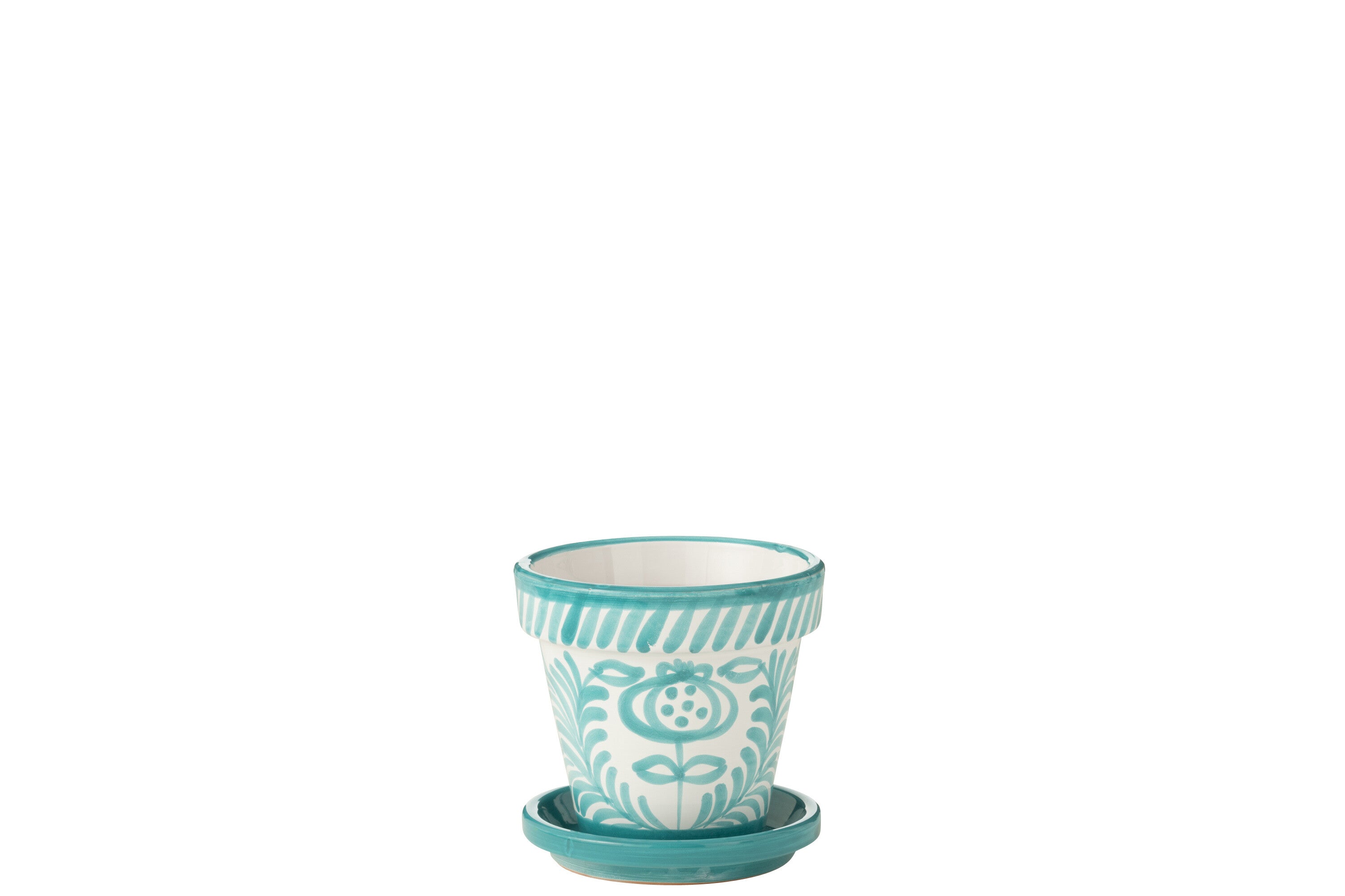 J-Line bloempot Granada Handmade   Painted - keramiek - aqua - small - Ø 21 cm