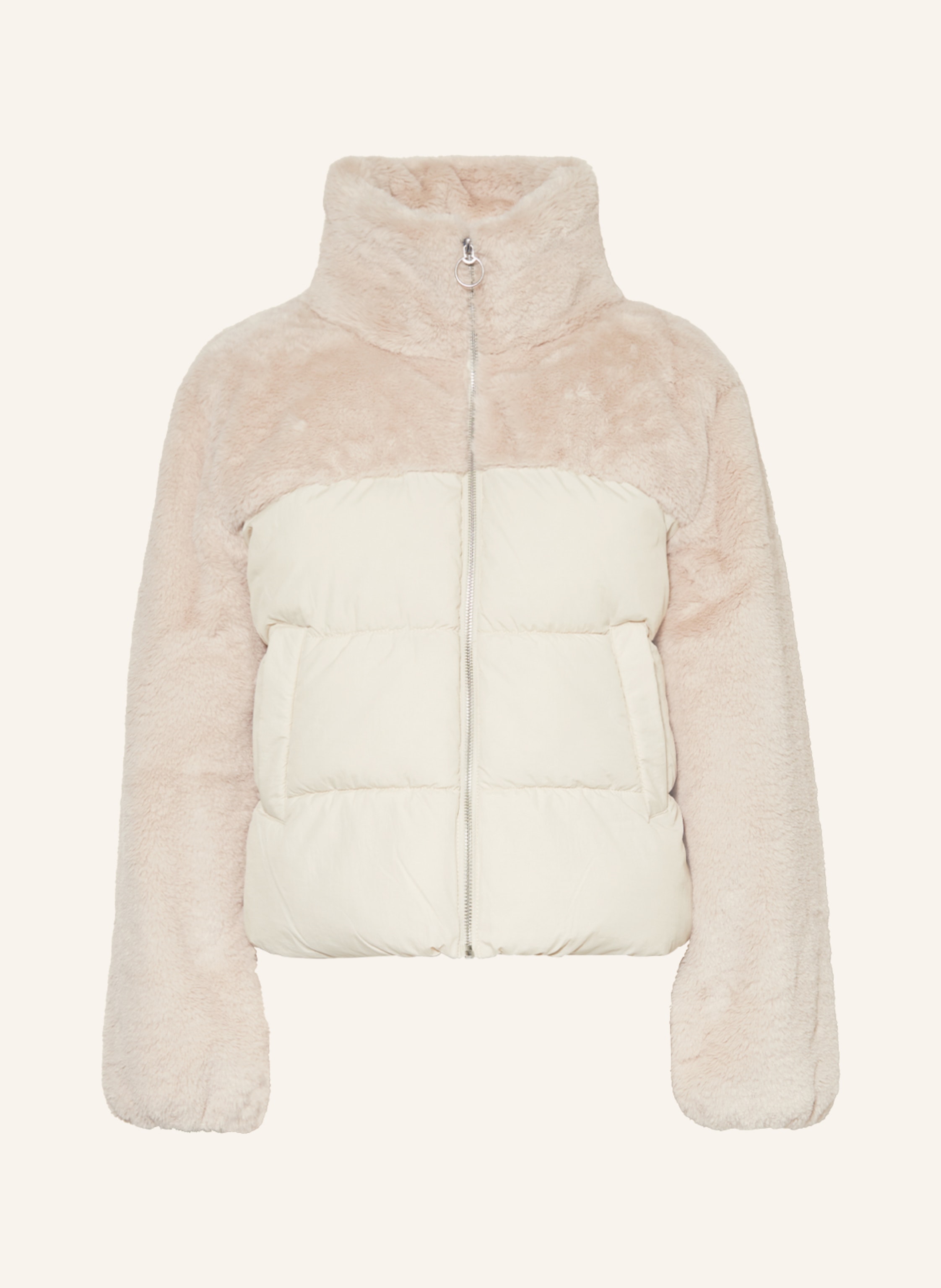 ONLY Steppjacke im Materialmix mit Kunstfell