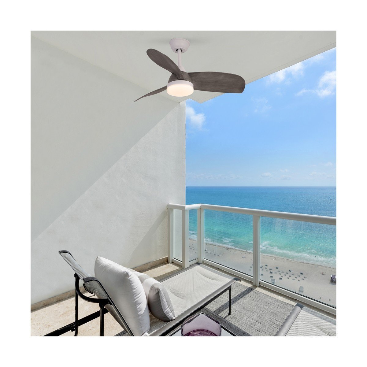 CristalRecord Plafondventilator Byan Ø 91 cm outdoor IP65 grijs wit