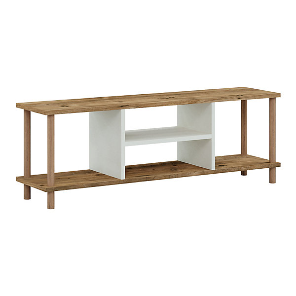 Meuble TV Aeroeskoebing avec espace de rangement 43 x 120 x 29 cm effet bois / blanc en.casa
