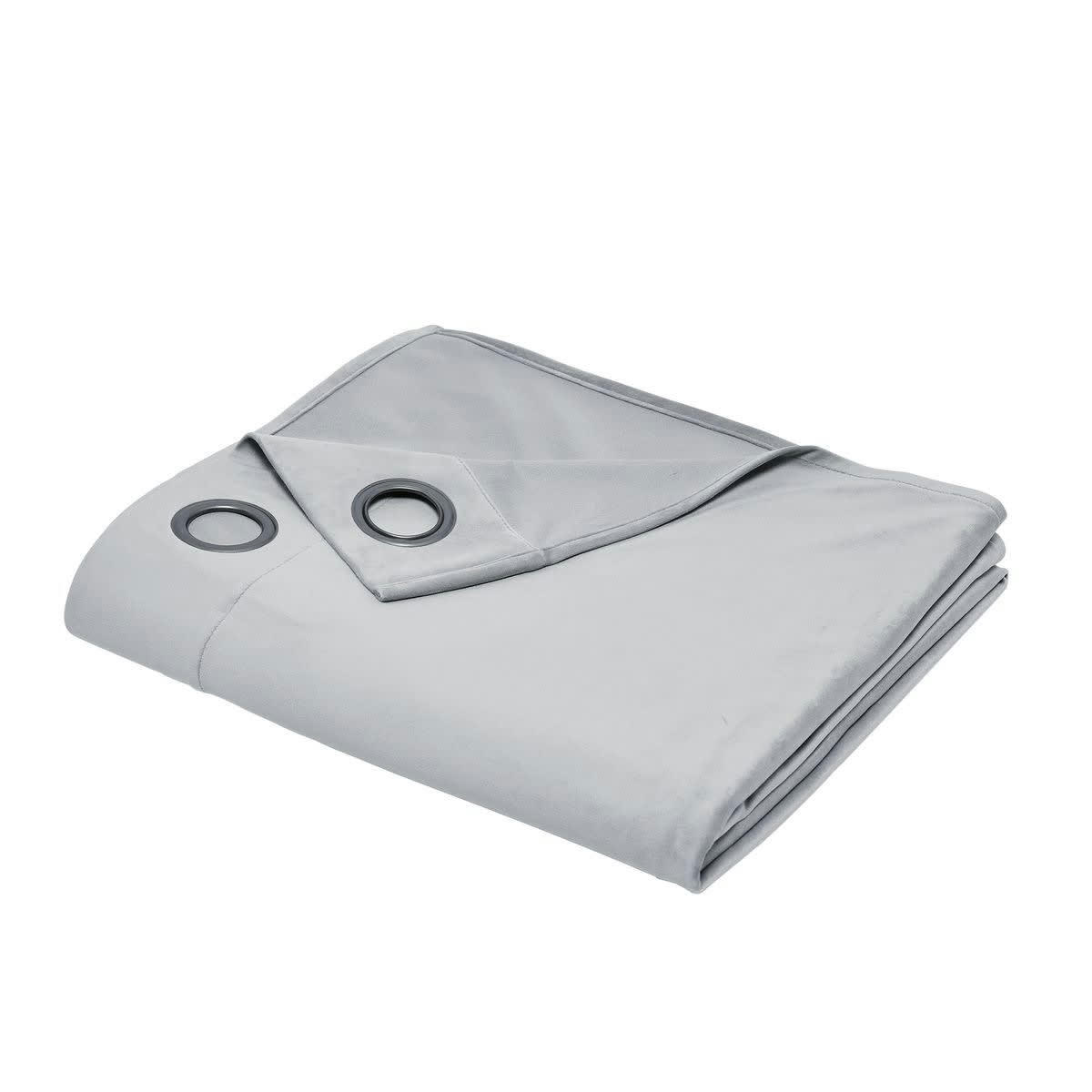 PRESTIGE VELOURS - Rideau à oeillets uni en Polyester Gris 140x240 cm