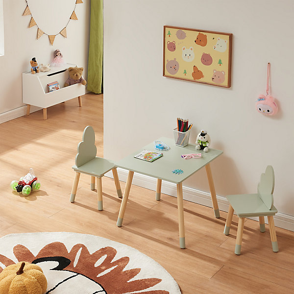 Ensemble de table et 2 chaises pour enfants Hovle vert menthe en.casa