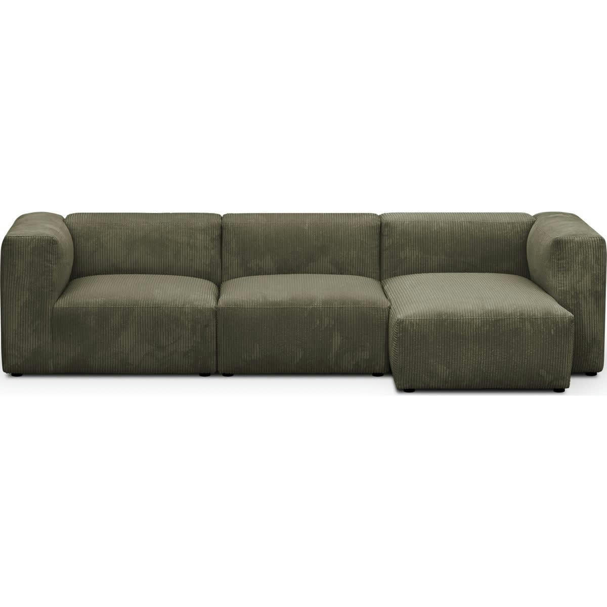 MODULO - Canapé modulable angle droit 4 places en velours côtelé vert kaki