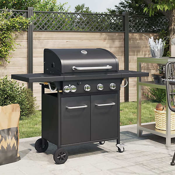 Barbecue gril à gaz avec 5 brûleurs noir acier enduit de poudre vidaXL