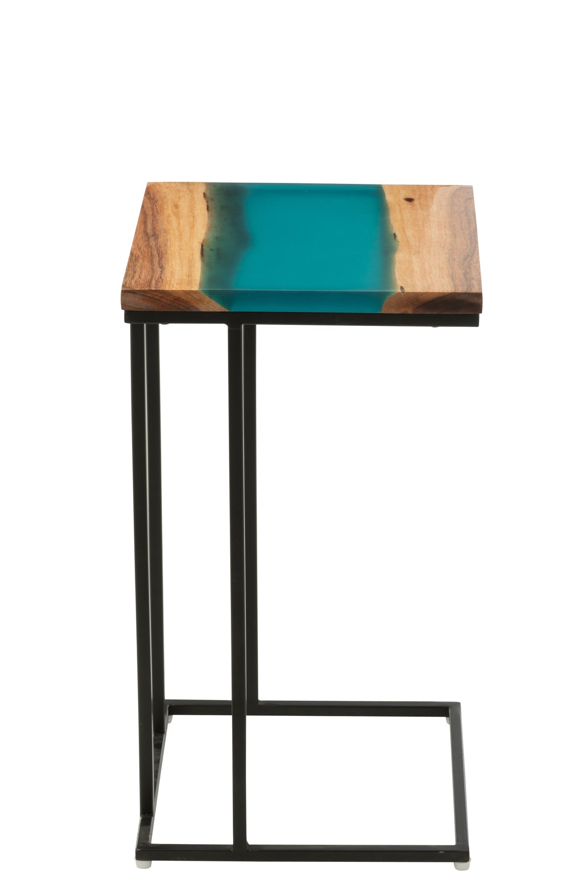 J-Line bijzettafel Vierkant - hout/epoxyhars - naturel/blauw