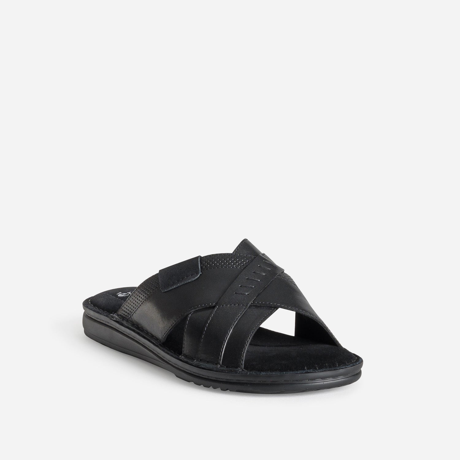 Mule confort noire cuir larges brides croisées