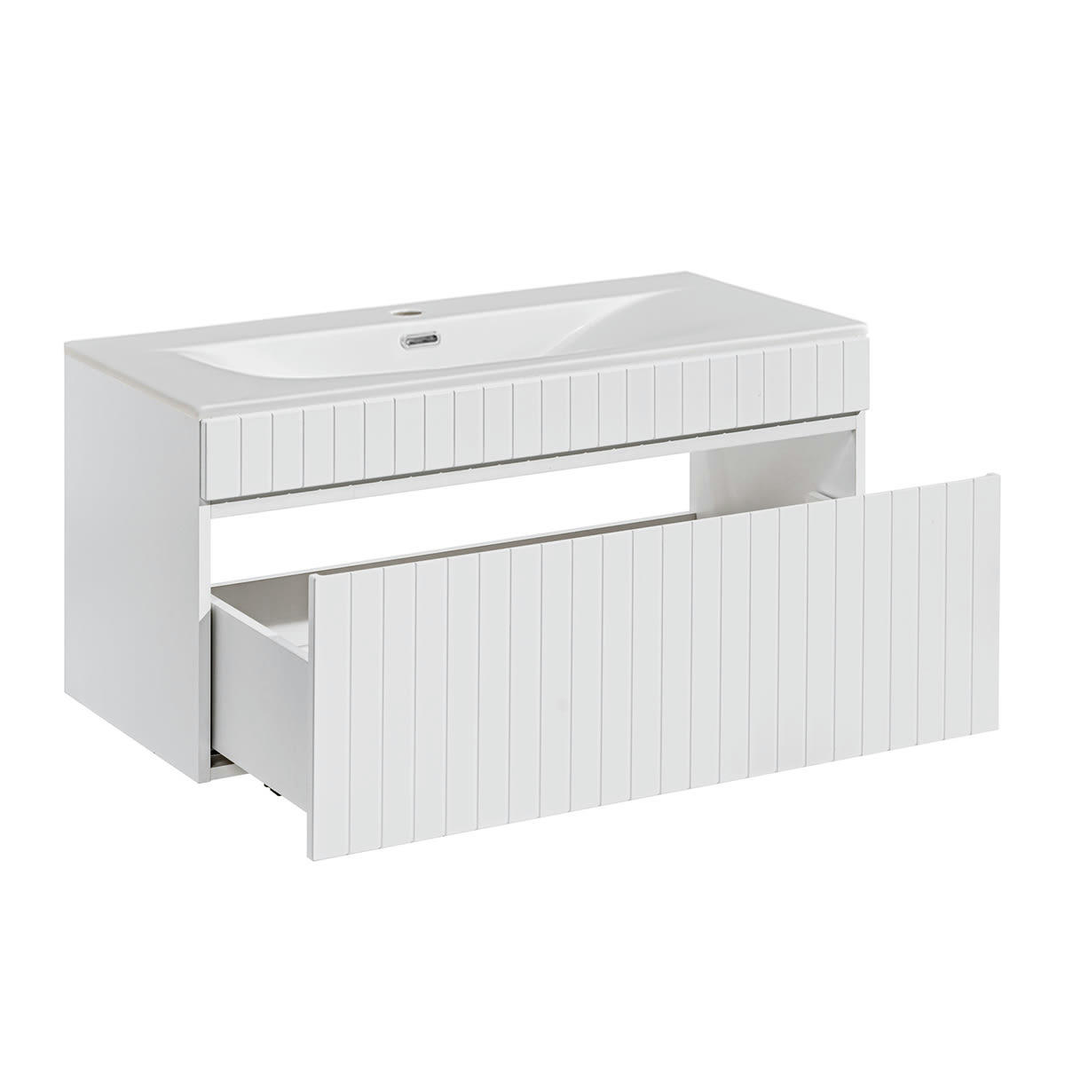 - Meuble simple vasque encastrée 100cm blanc