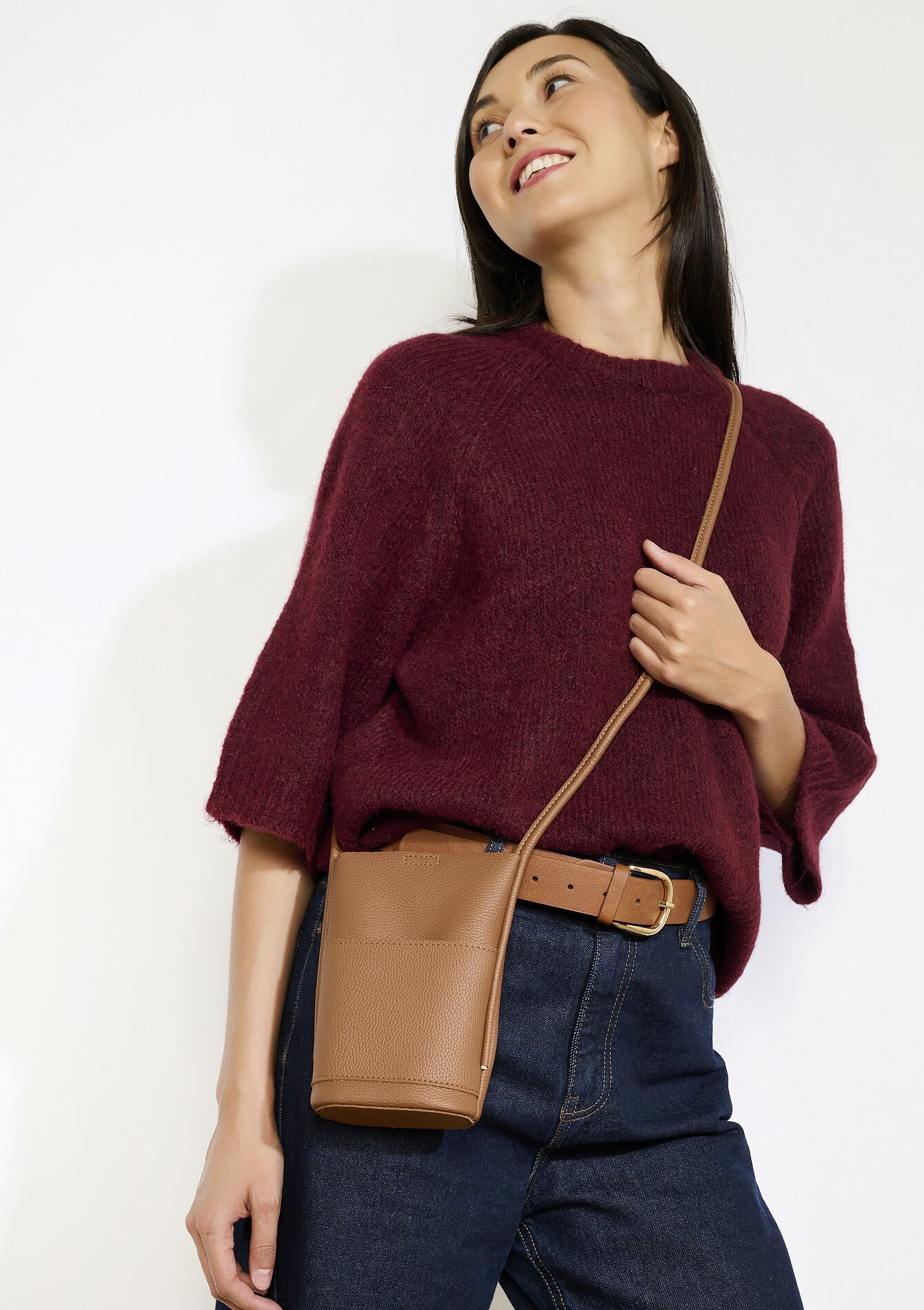 Mini bucket bag van imitatieleer