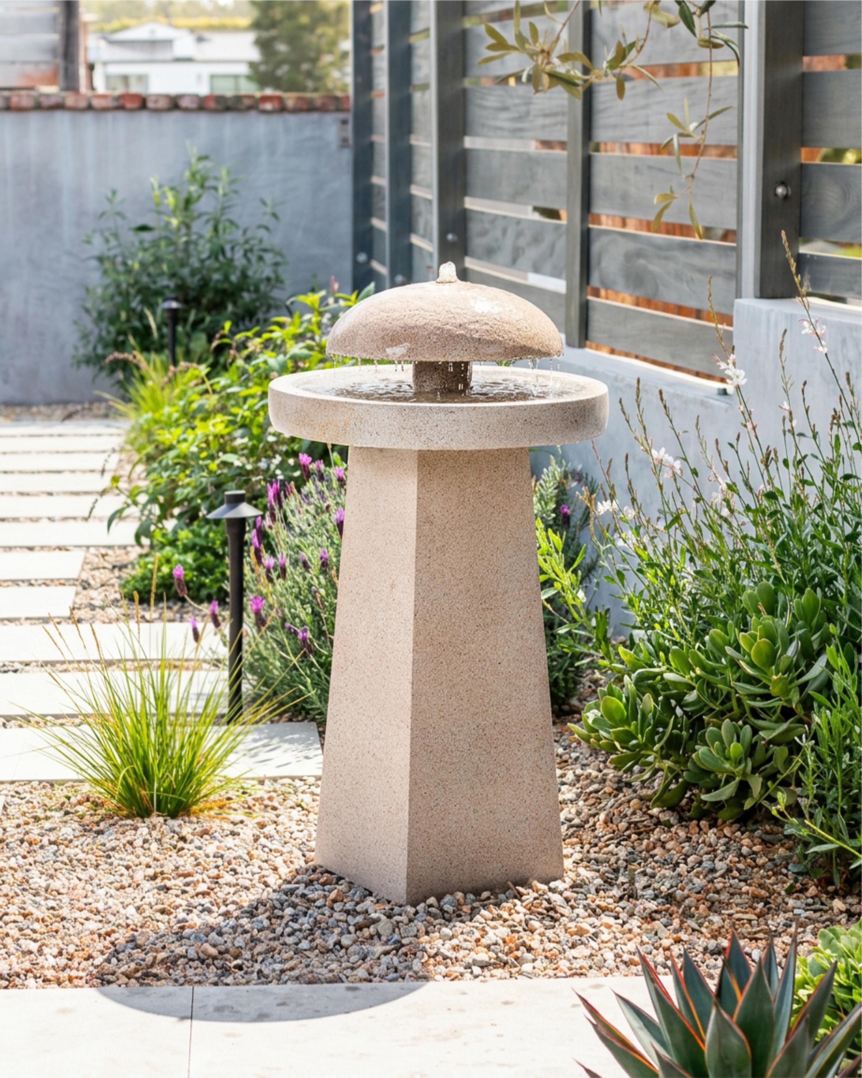 Garden Water Feature LED HUNLEN Beige