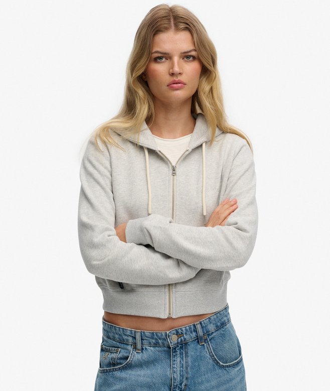 Essential Logo Cropped Zip Hoodie