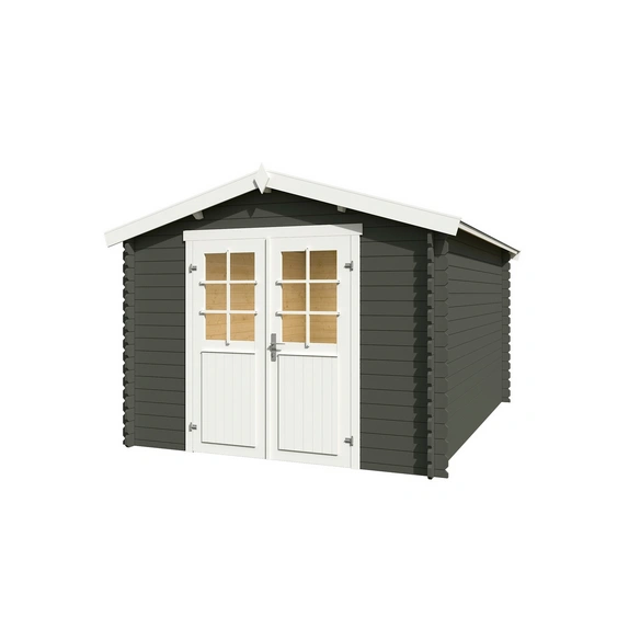 Gartenhaus »Norah«, BxHxT: 307,2 x 233,7 x 400 cm, (Außenmaß inkl. Dachüberstand), grüngrau