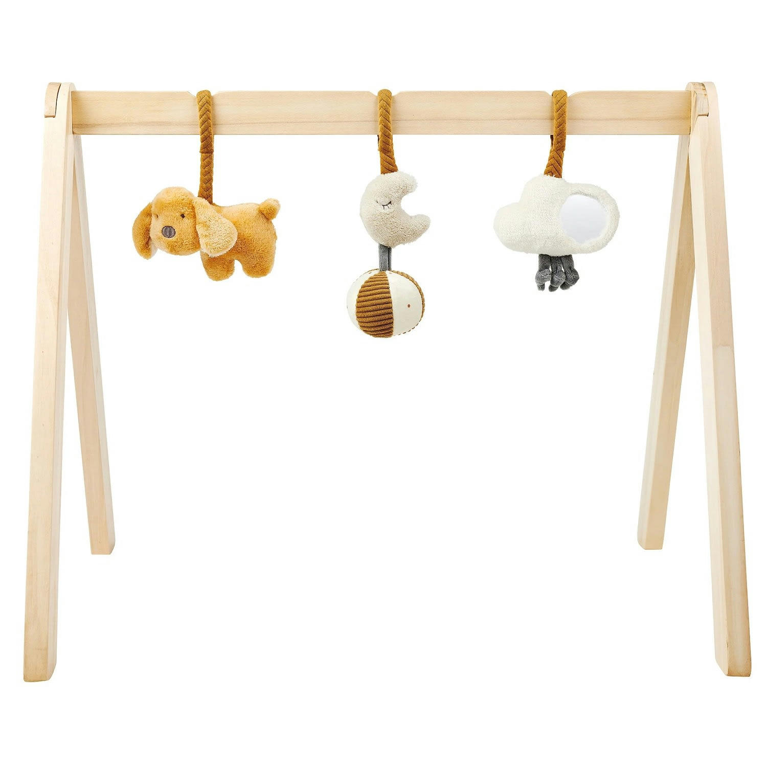 - Arche en bois avec jouets suspendus