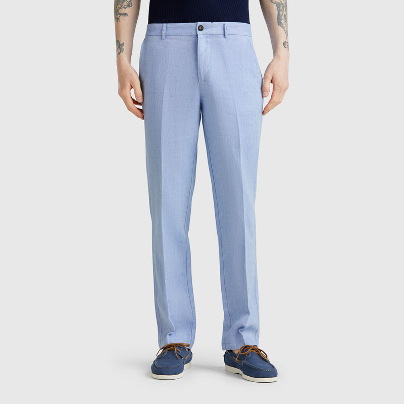 Striped linen blend chinos