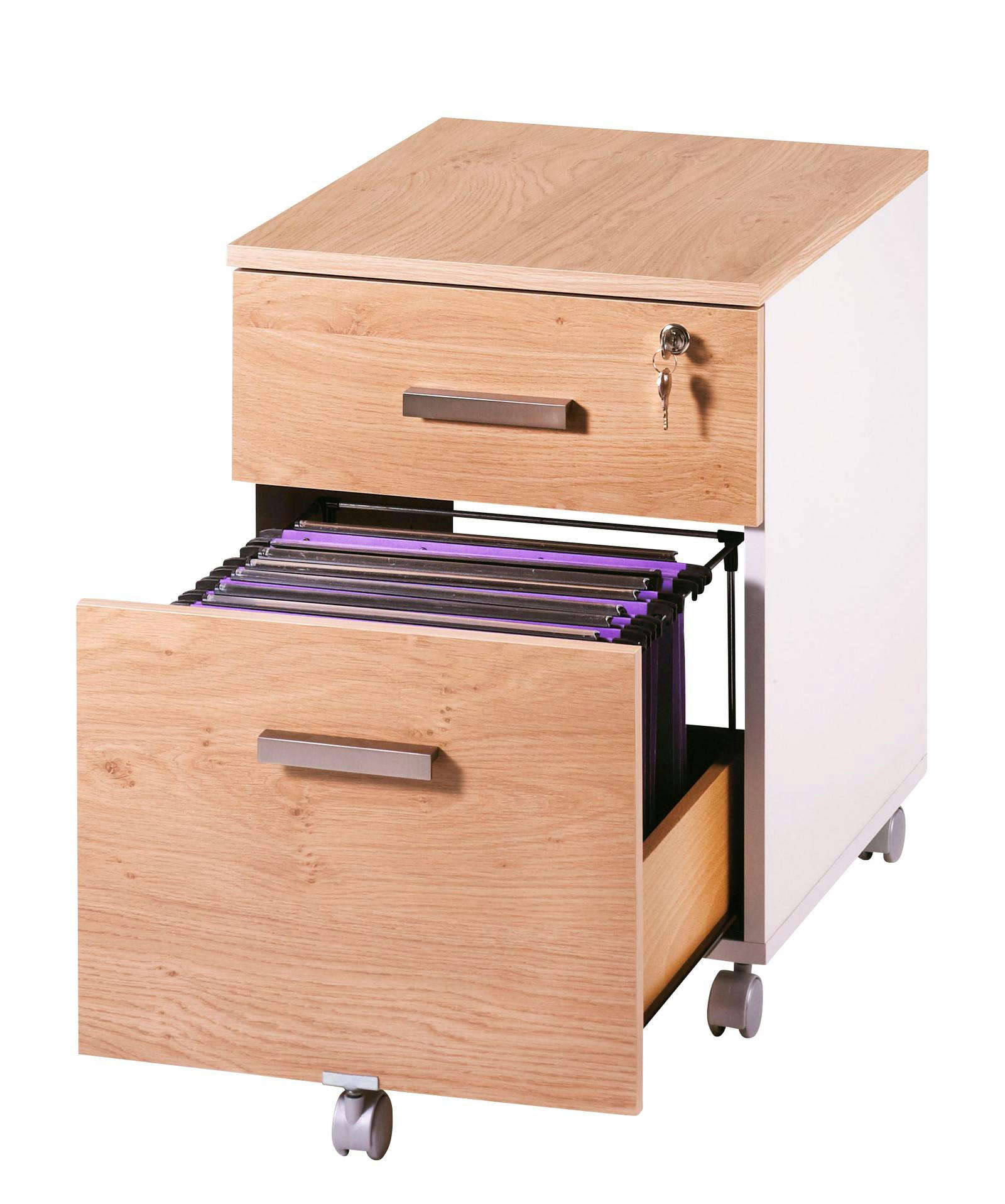 SANTO - Caisson de bureau effet bois chêne/blanc