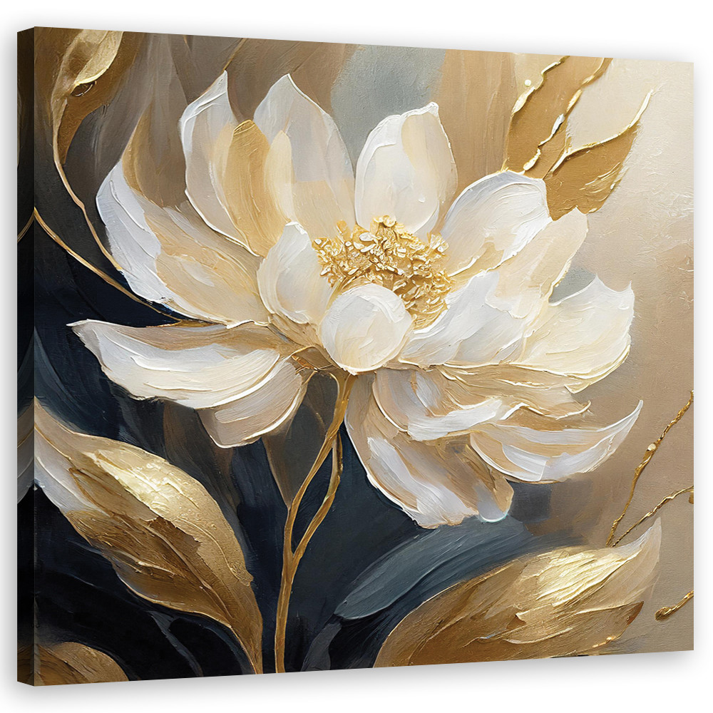 Feeby Obraz na płótnie, Kwiaty Gold glamour 30x30