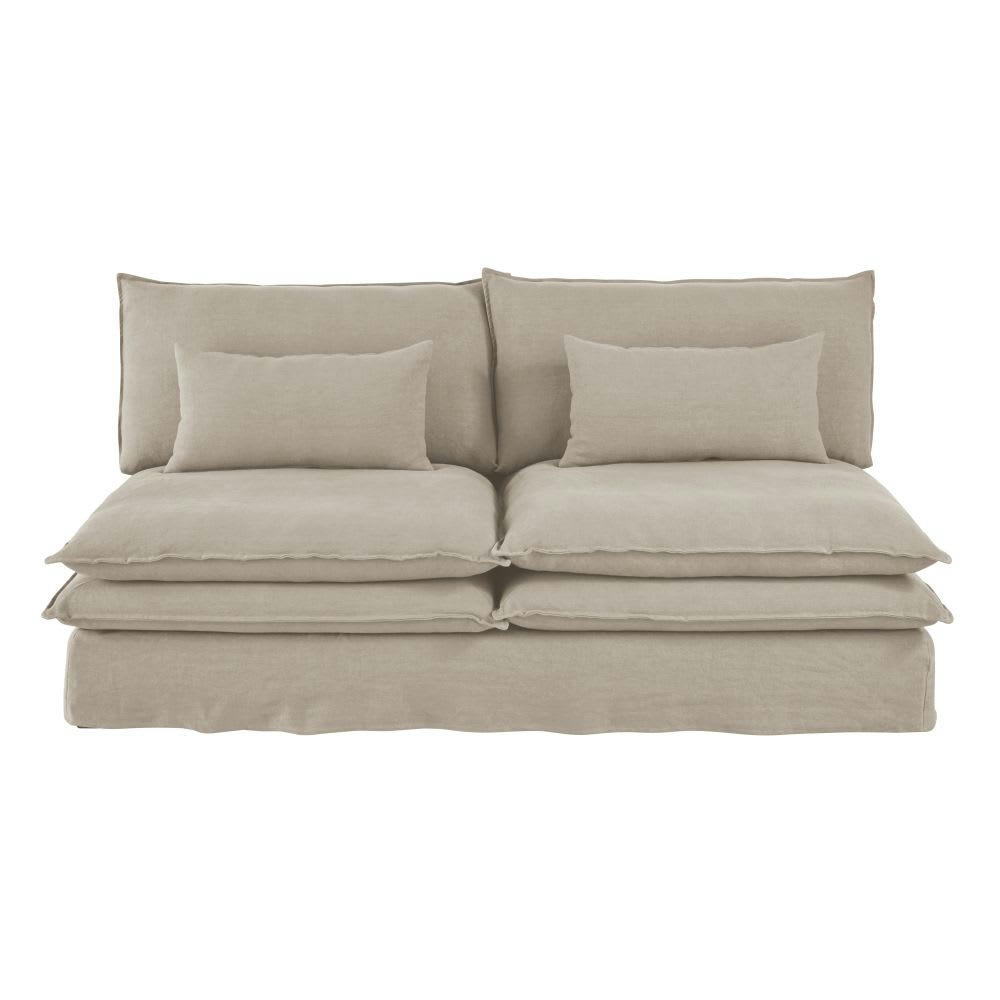 Pompei - Chauffeuse pour canapé modulable 2 places en lin supérieur beige