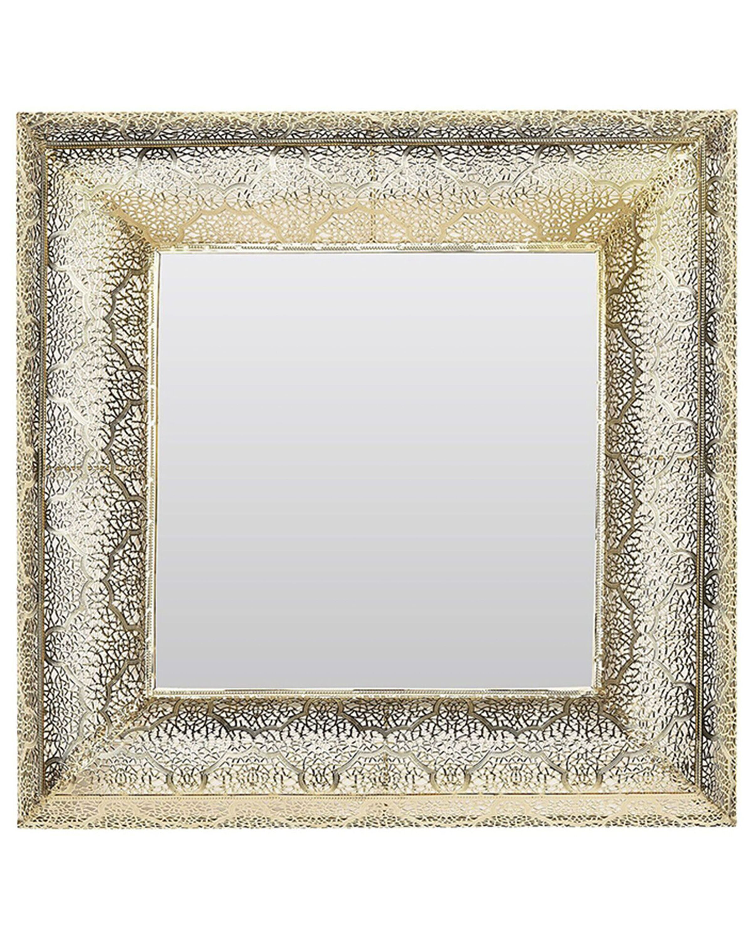 Lustro ścienne wiszące 60x60 złote kwadrat