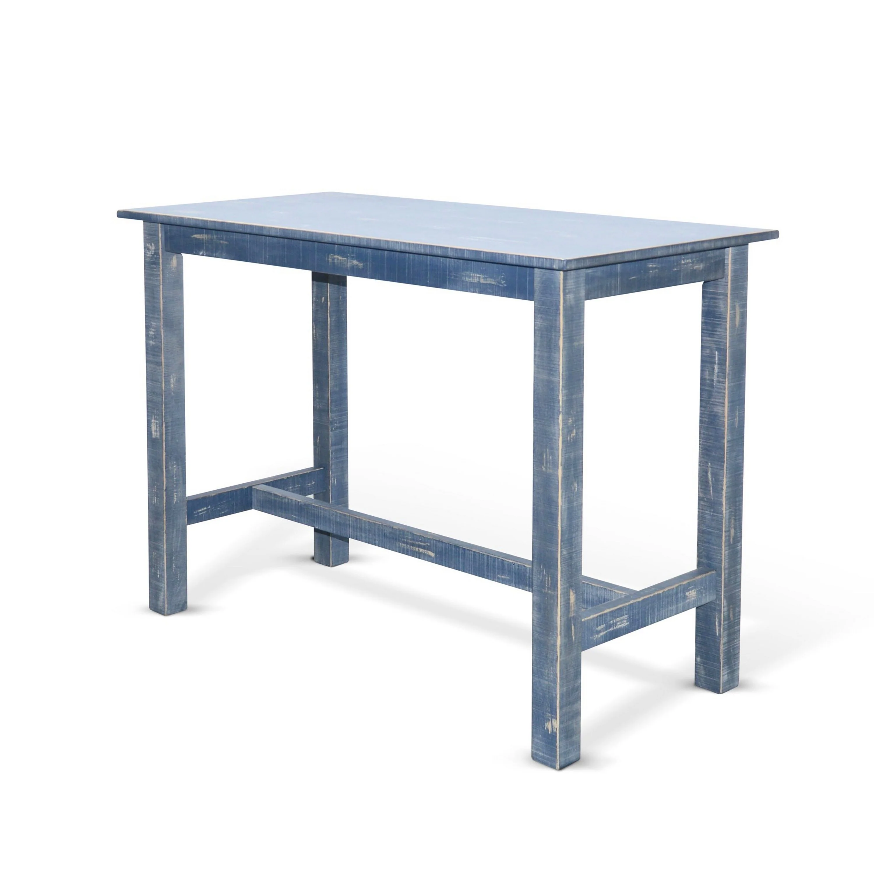 Rena Bar Height Table, 48 Inch Rectangular Ocean Blue Mahogany Wood