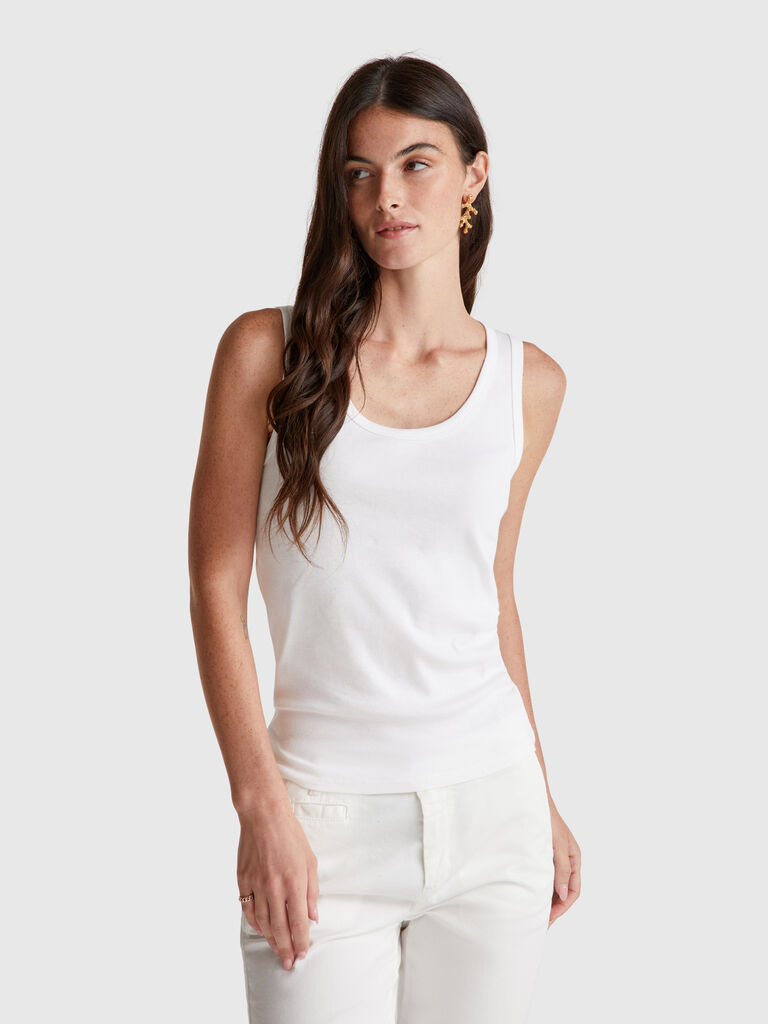 White tank top in pure cotton