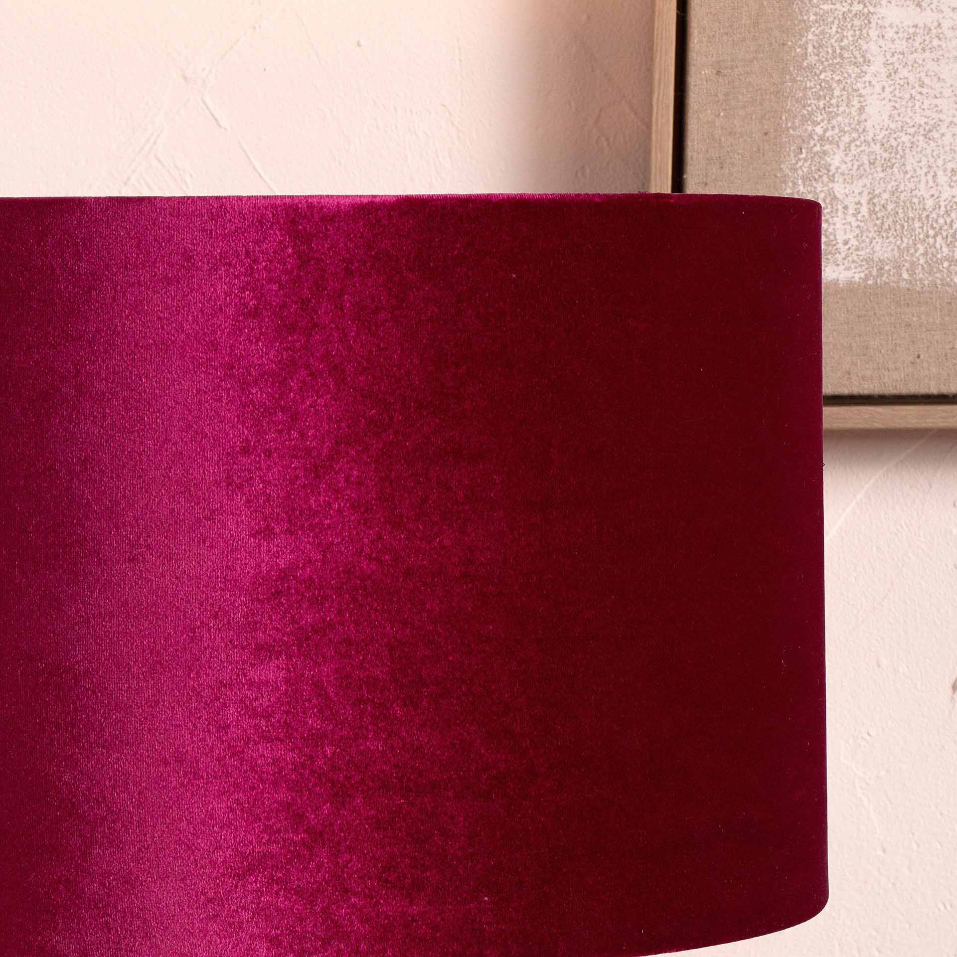 Ruma Fuchsia Pink Velvet Cylinder Lampshade for Table Lamps