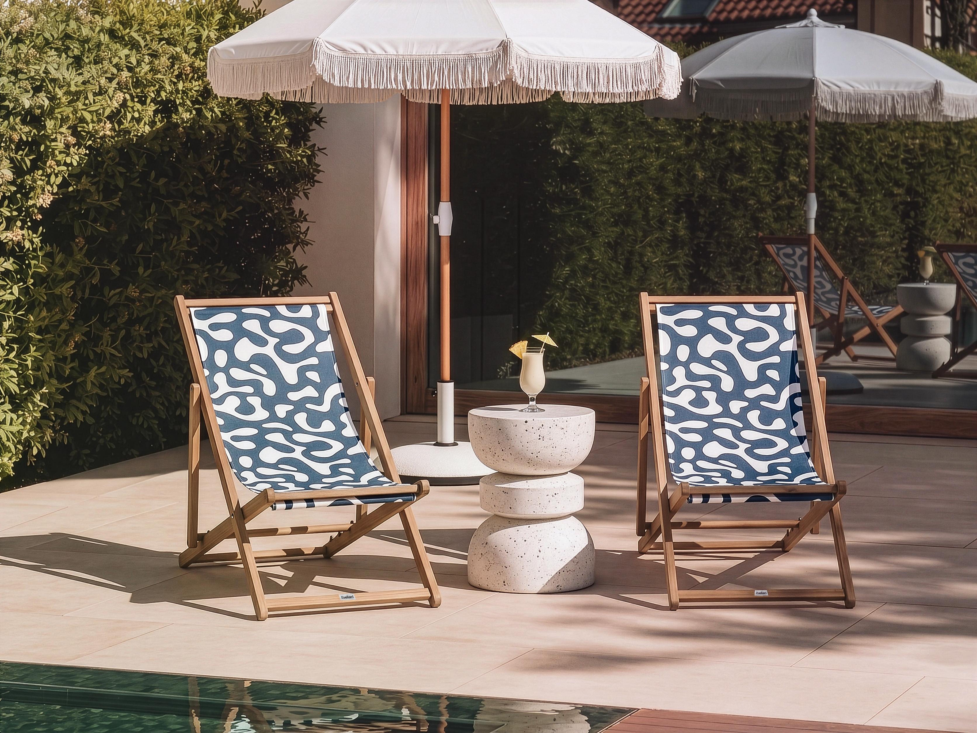 Set of 2 Sun Lounger Replacement Fabrics ANZIO/AVELLINO 113 x 44 cm Black