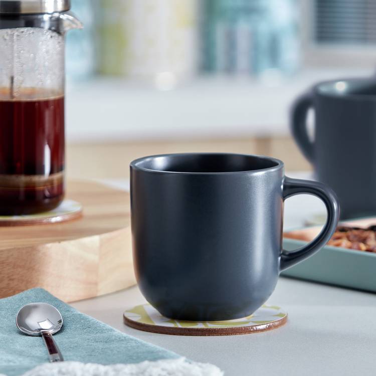 Habitat Matte Glaze Set of 4 Stoneware Mugs - Charcoal