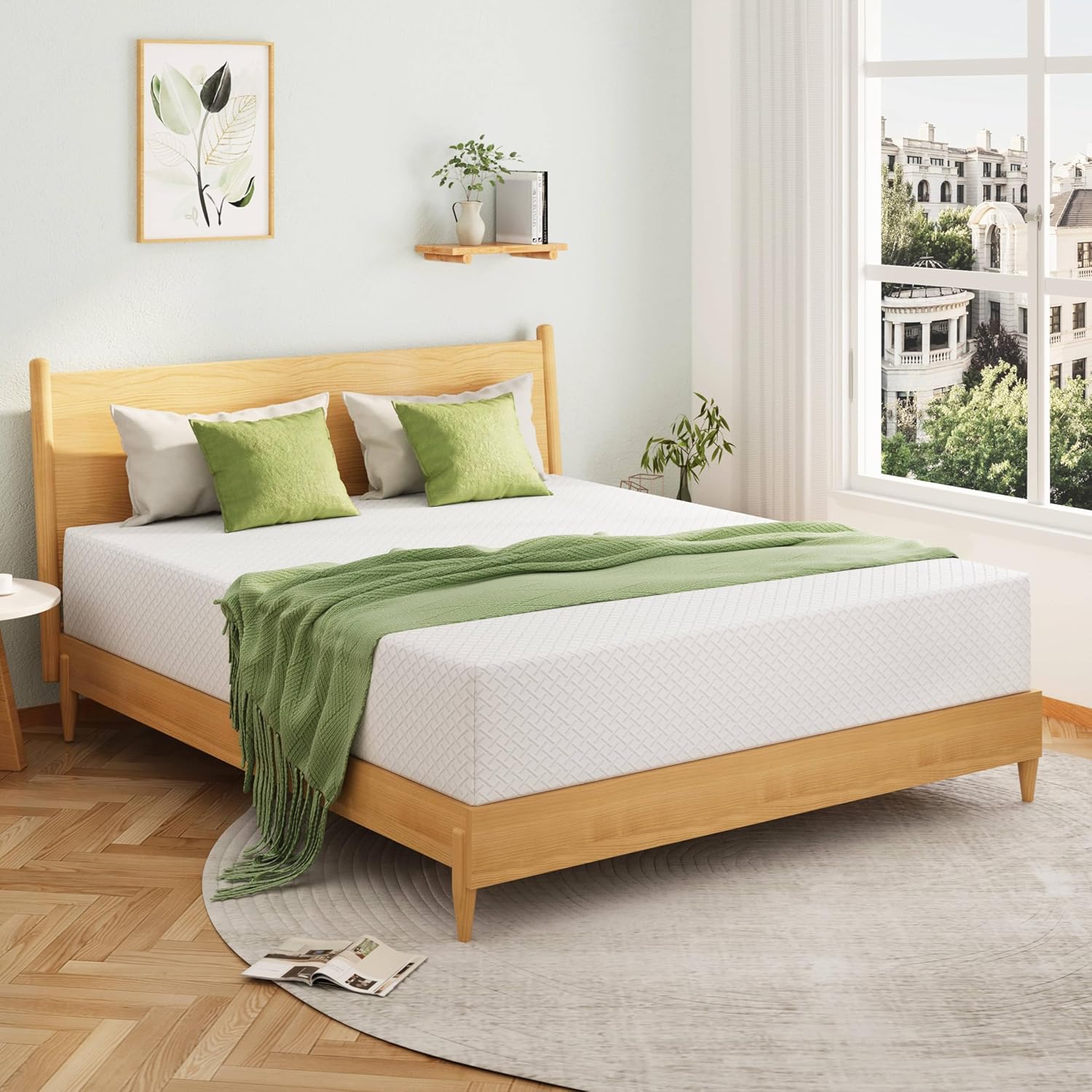 EGOHOME King Size Memory Foam Mattress, 12 Inch Bed Mattress in a Box with Cooling Green Tea Gel, Relieve Pressure with Medium Firm Support, CertiPUR-US Certified, 80''L x 76''W, White