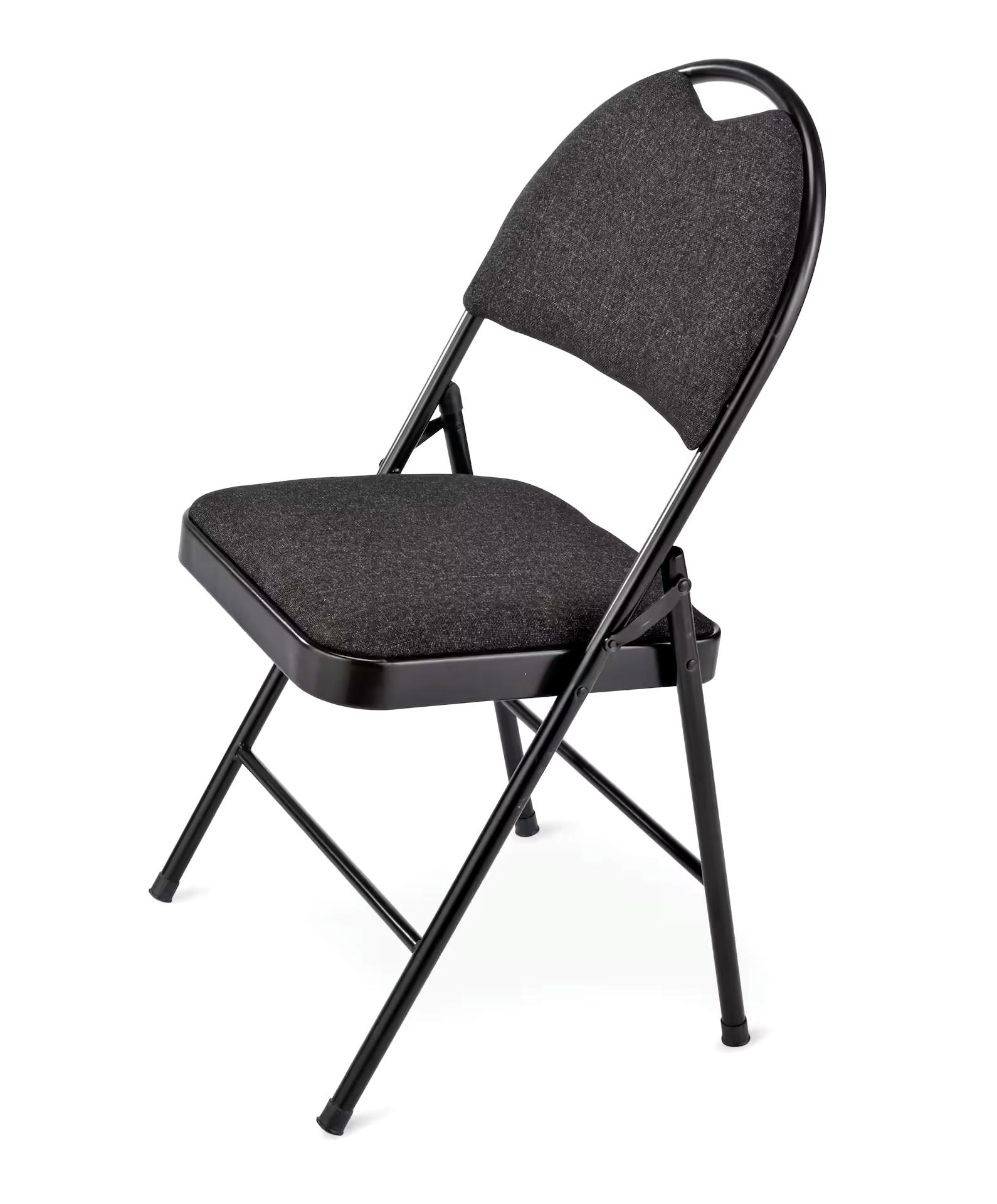For Living Portable High-Back Upholstered & Padded Metal Folding Chair, Black