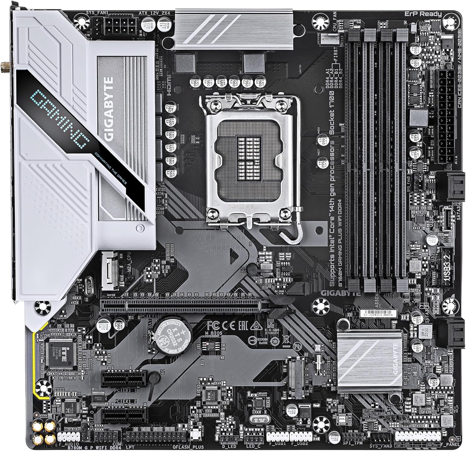 GIGABYTE B760M Gaming Plus WiFi DDR4 LGA 1700 Intel B760 M-ATX Motherboard, 2* M.2, PCIe 4.0, Front USB 3.2 Gen 1 Type-C, 6 GbE LAN, Q-Flash Plus, EZ-Latch