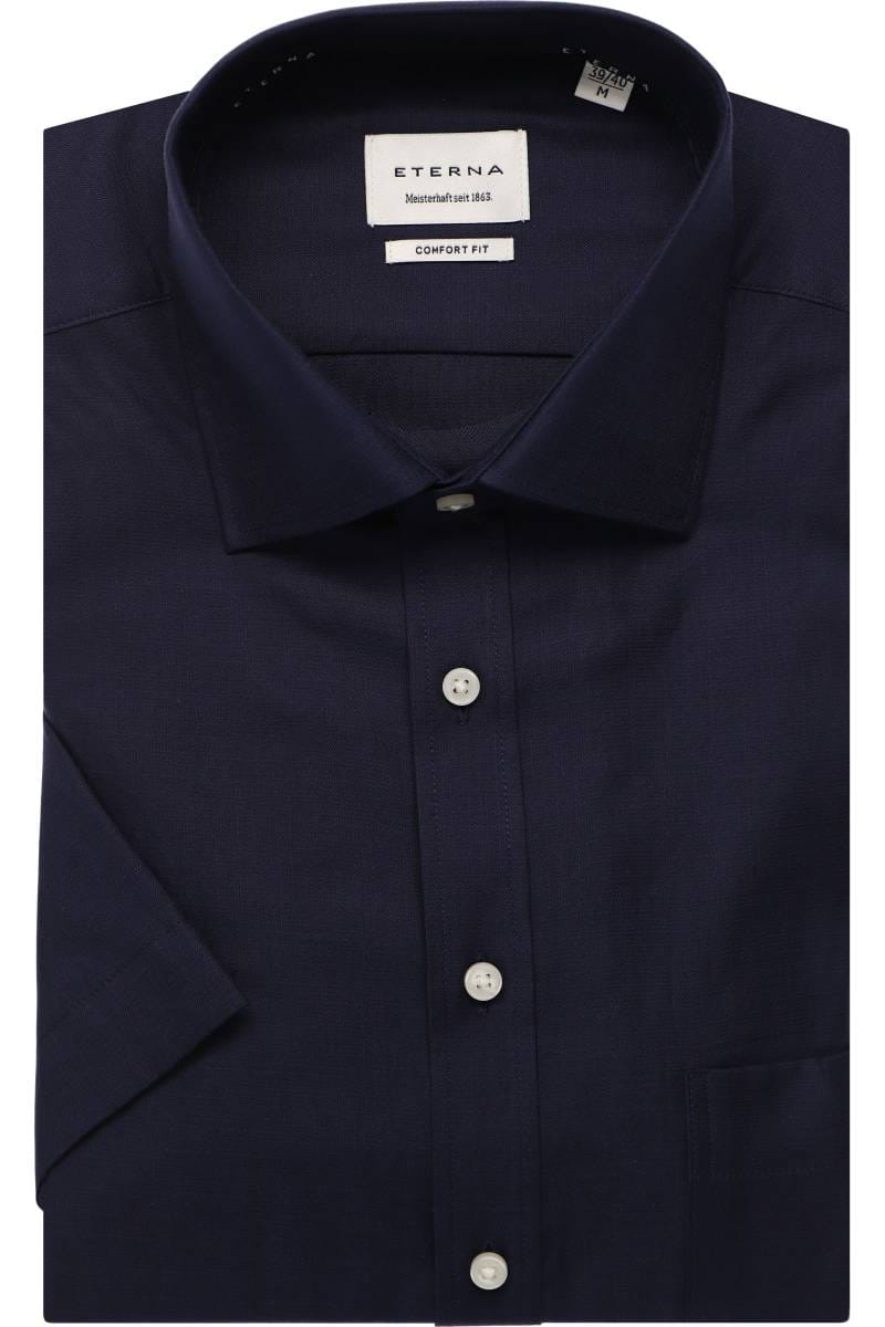 ETERNA Comfort Fit Tencel Hemd marine, Einfarbig