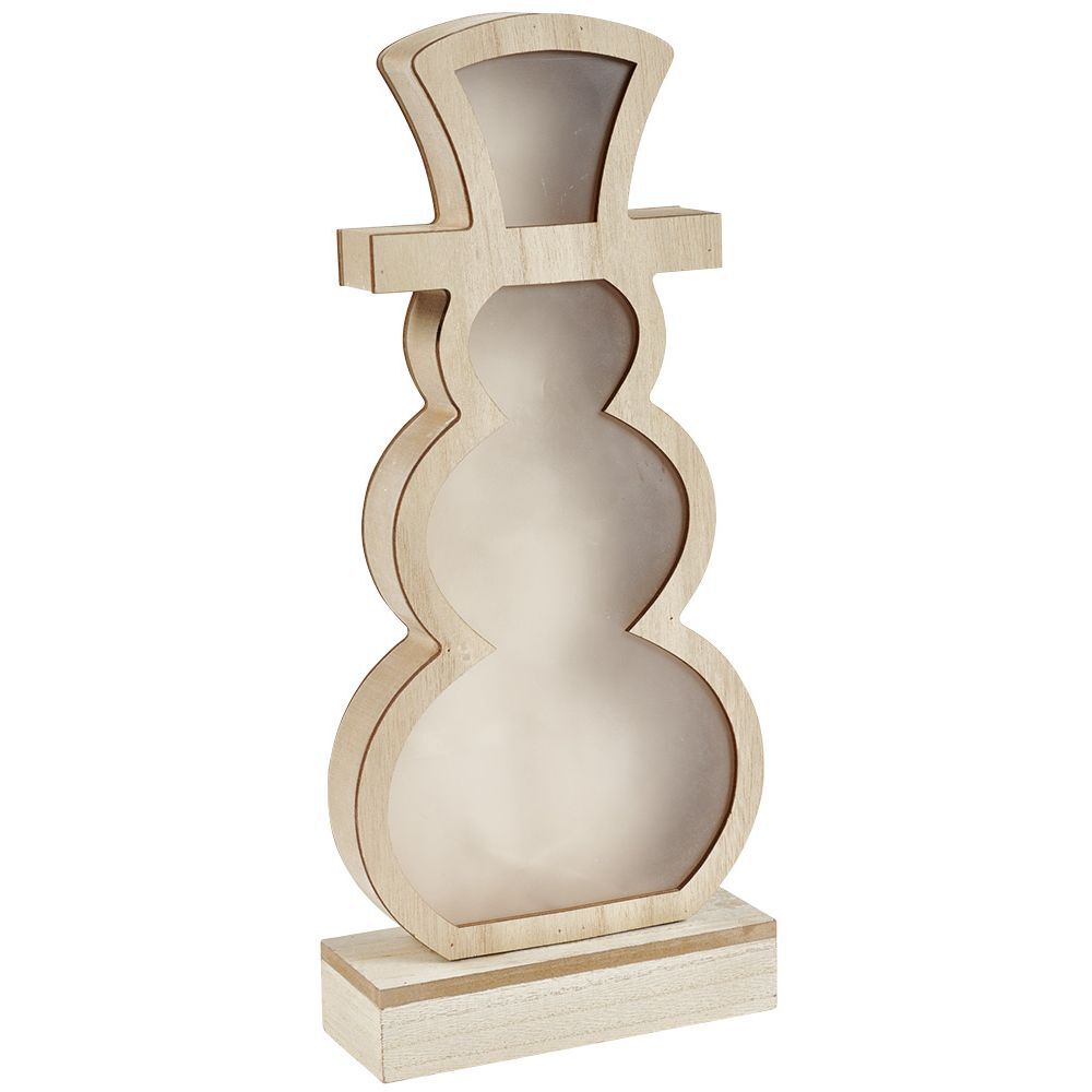 Bonhomme de neige lumineux en bois à poser H33cm