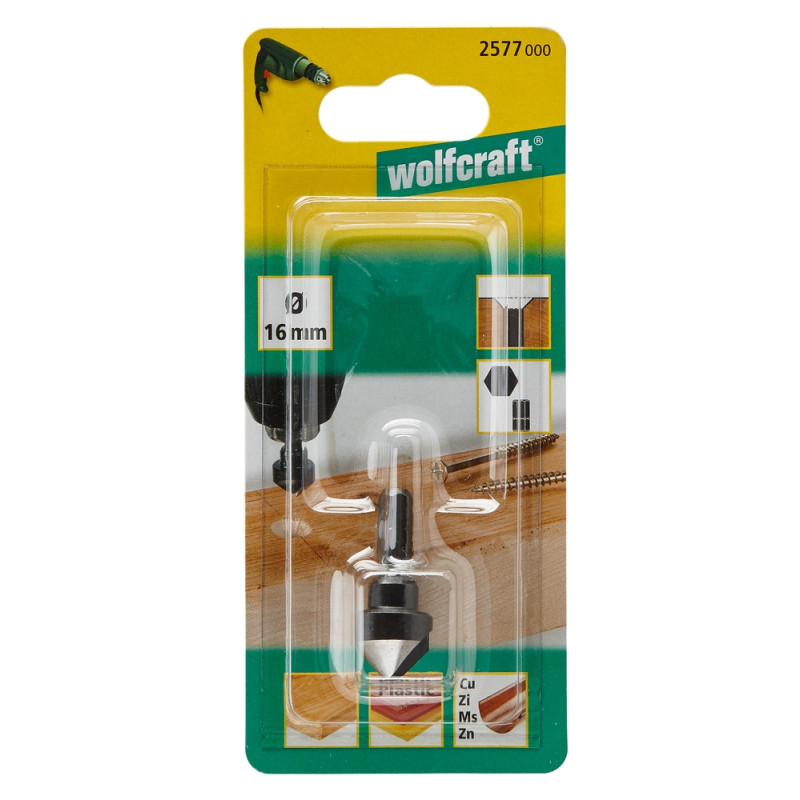 Fraise d'encastrement de tête de vis Ø 16 mm WOLFCRAFT