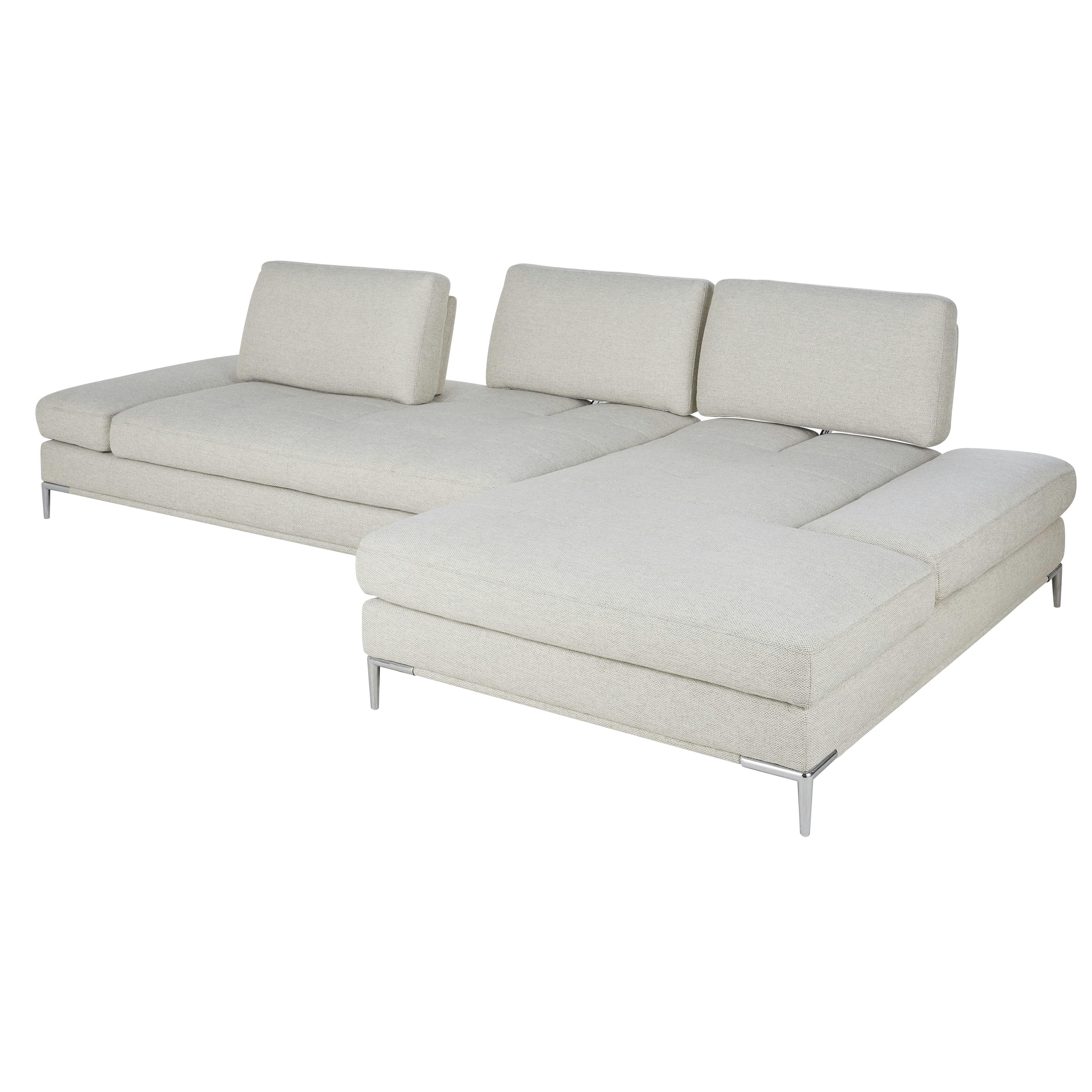 Geller - Canapé d'angle droit 4/5 places gris clair chiné