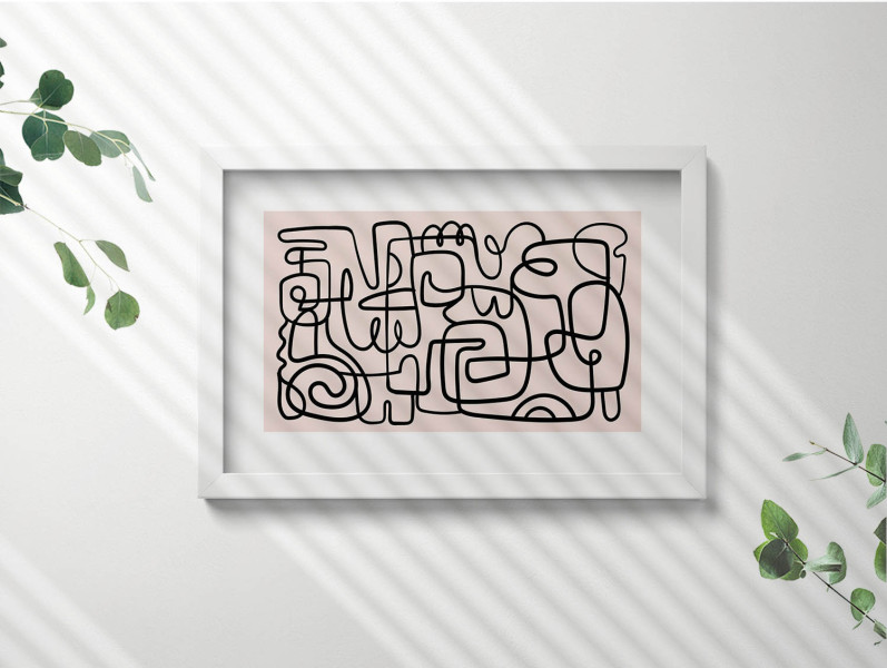 Obraz w białej ramie, Sztuka abstrakcyjne kształty 30x20 cm