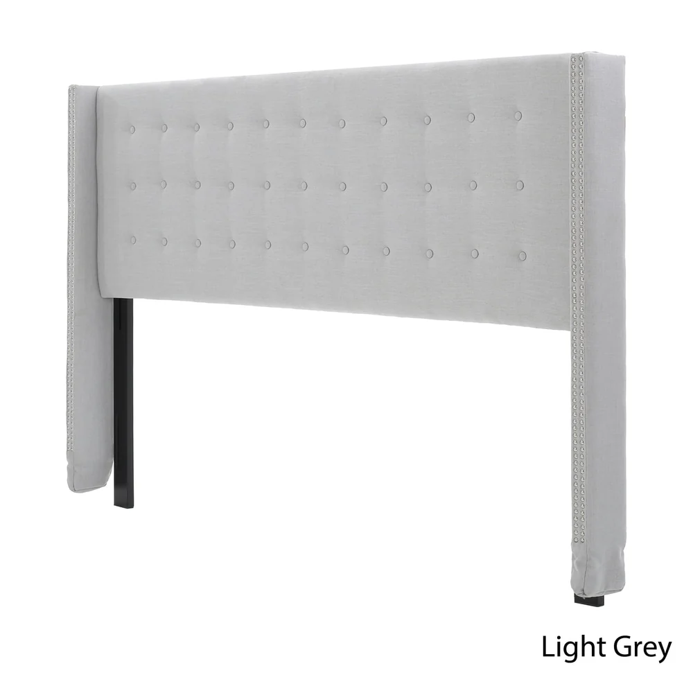 Kendrah Adjustable King/ California King Wing Back Studded Fabric Headboard by Christopher Knight Home
