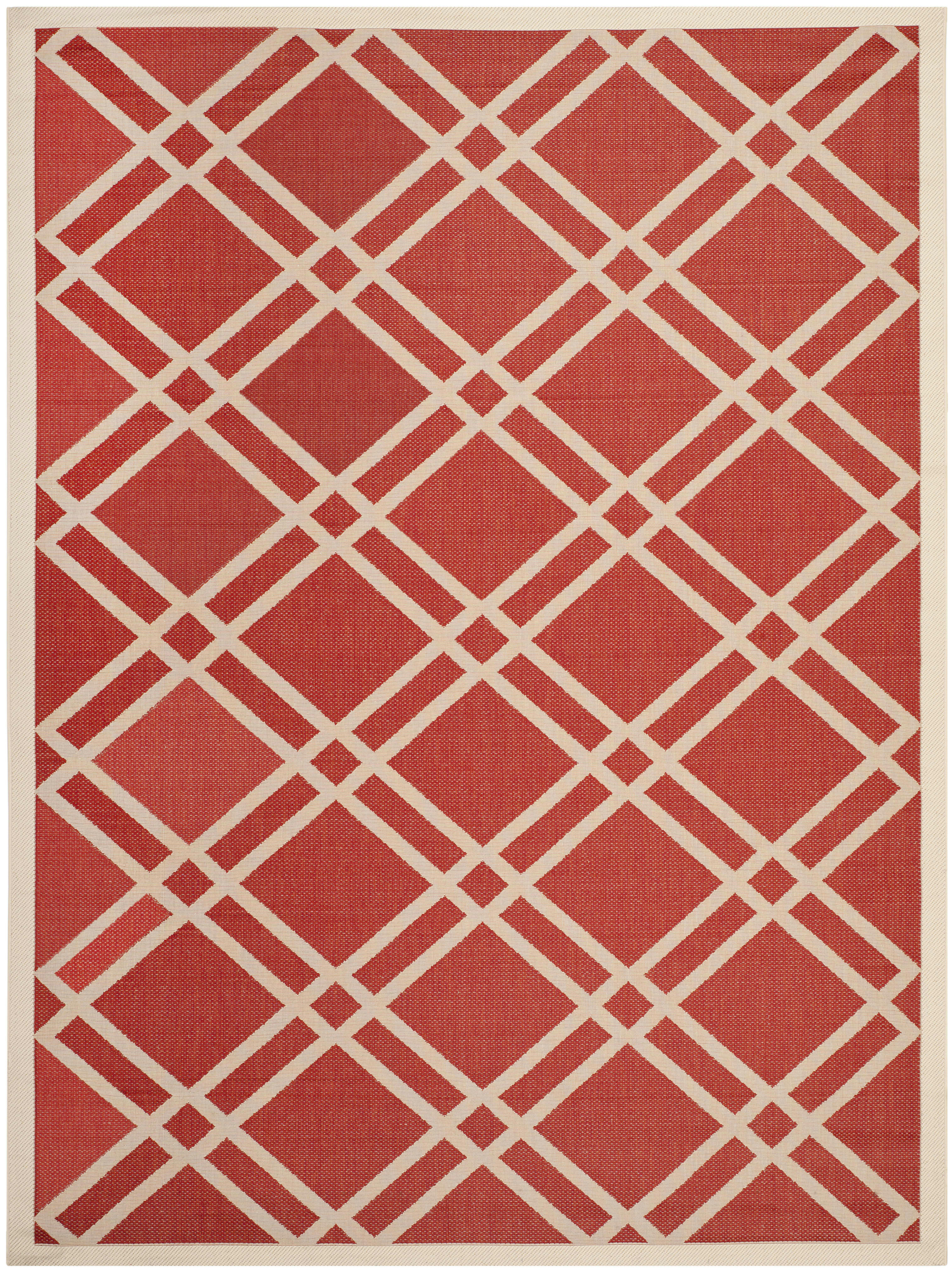 COURTYARD - Tapis interieur & exterieur en rouge & os, 122 x 170 cm