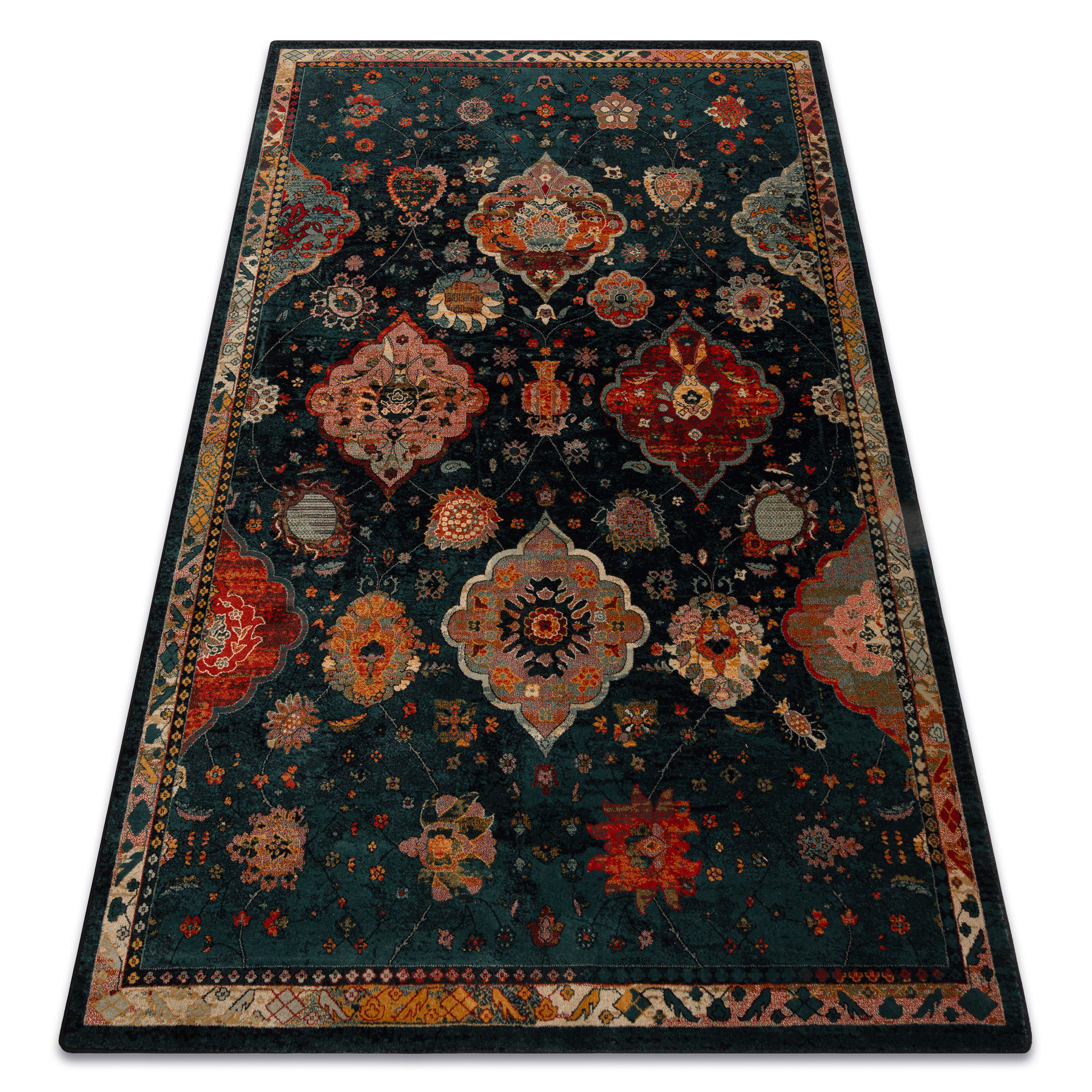 Dywan wełniany POLONIA Abrash orientalny, kwiaty granat 170x235 cm