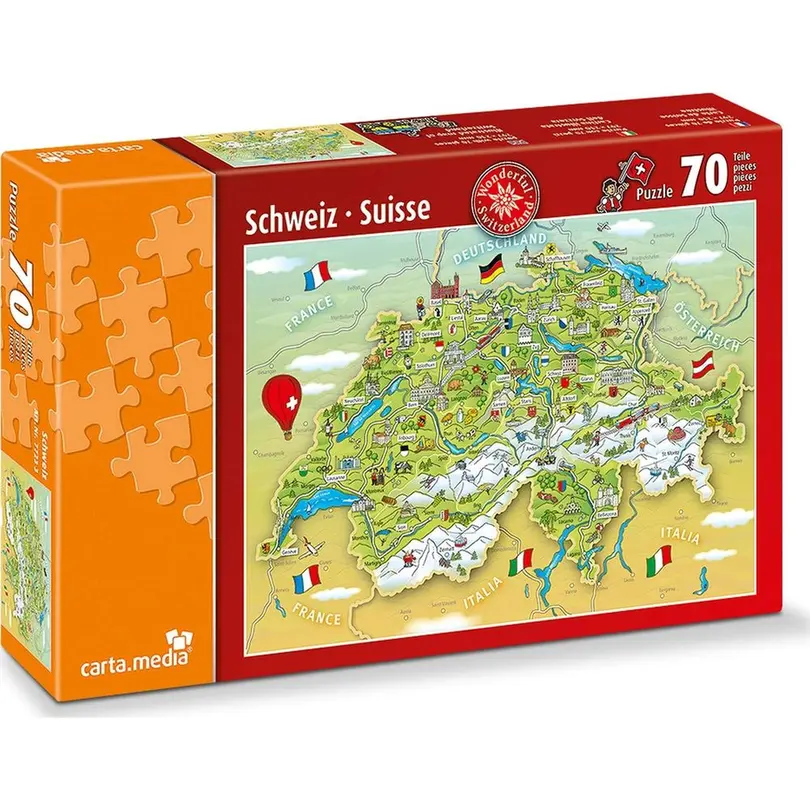 Puzzle 70-teilig Illustrierte Schweizerkarte