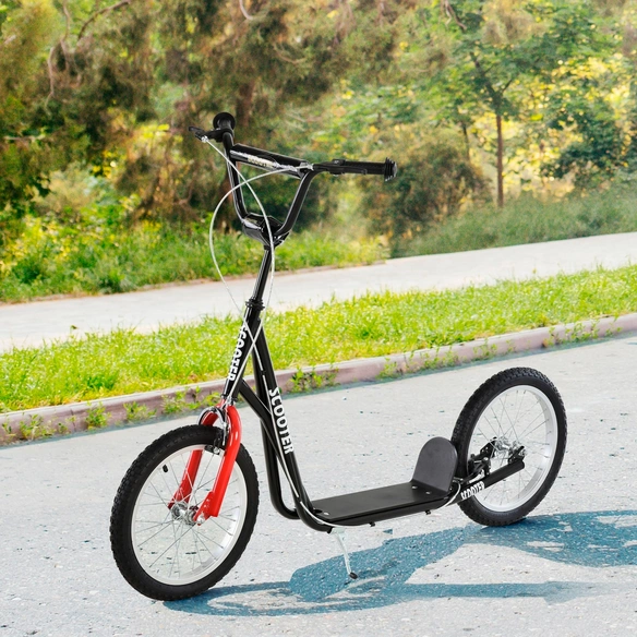 Kinderroller, Luftreifen, Handbremse, schwarz