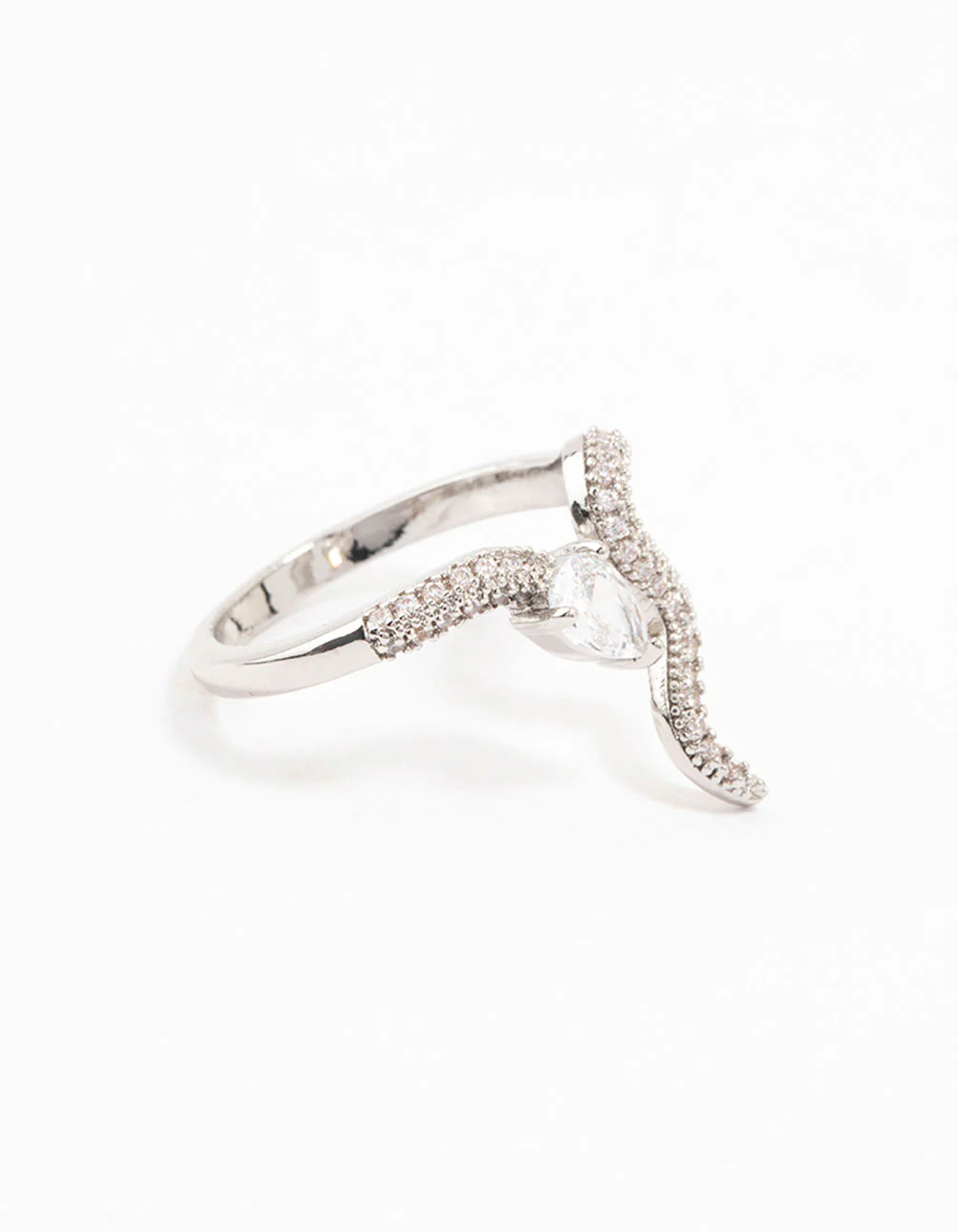 Silver Pave Cubic Zirconia Snake Ring