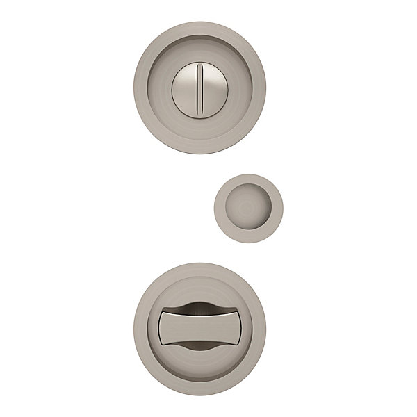 Galandage rond à visser à condamnation GoodHome Minzh effet nickel satin gris Ø55mm