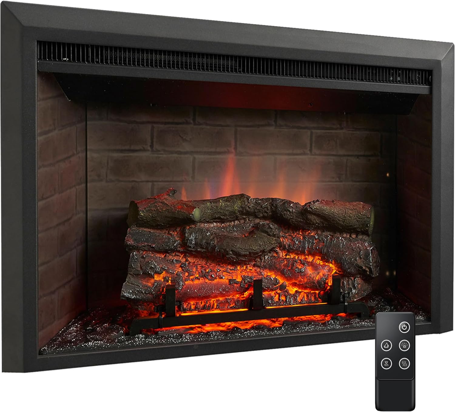 SimpliFire Electric Fireplace Insert, 32-Inch, Textured Logs, Remote Control, 1500W Heater (GI-32-ZC)