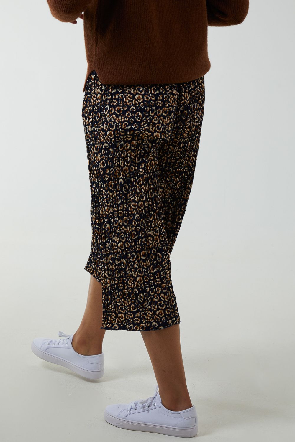 Blue Vanilla Animal Print Cropped Trousers