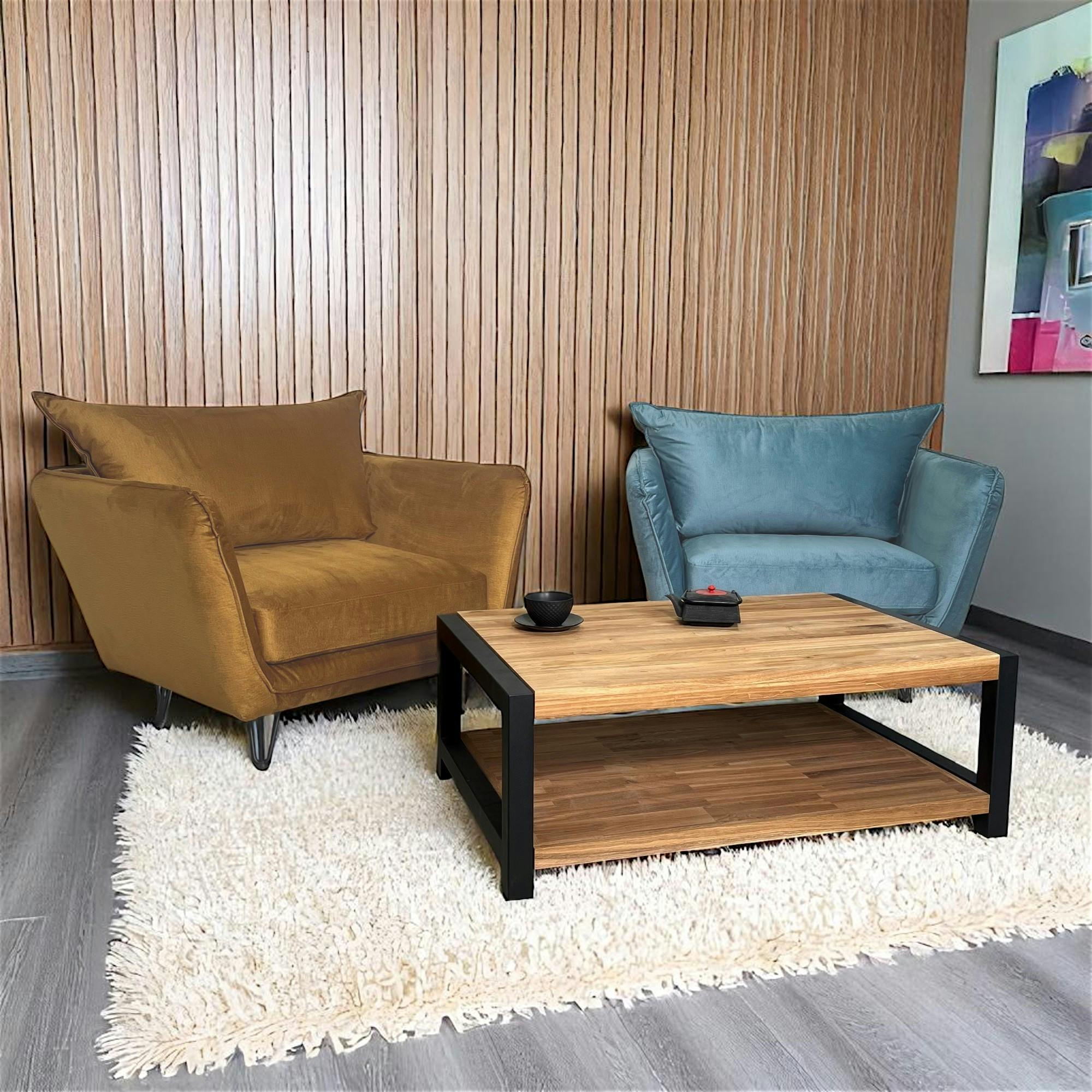 Fauteuil en velours ocre EPIKA