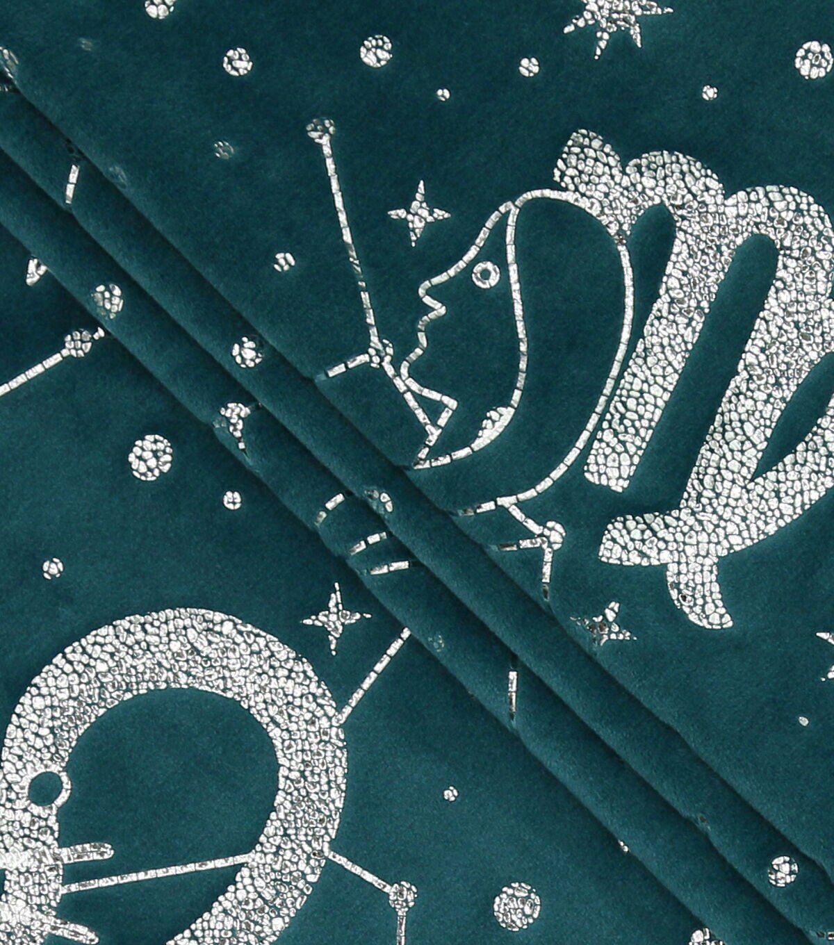 Astrology on Blue Pure Plush Fleece Fabric